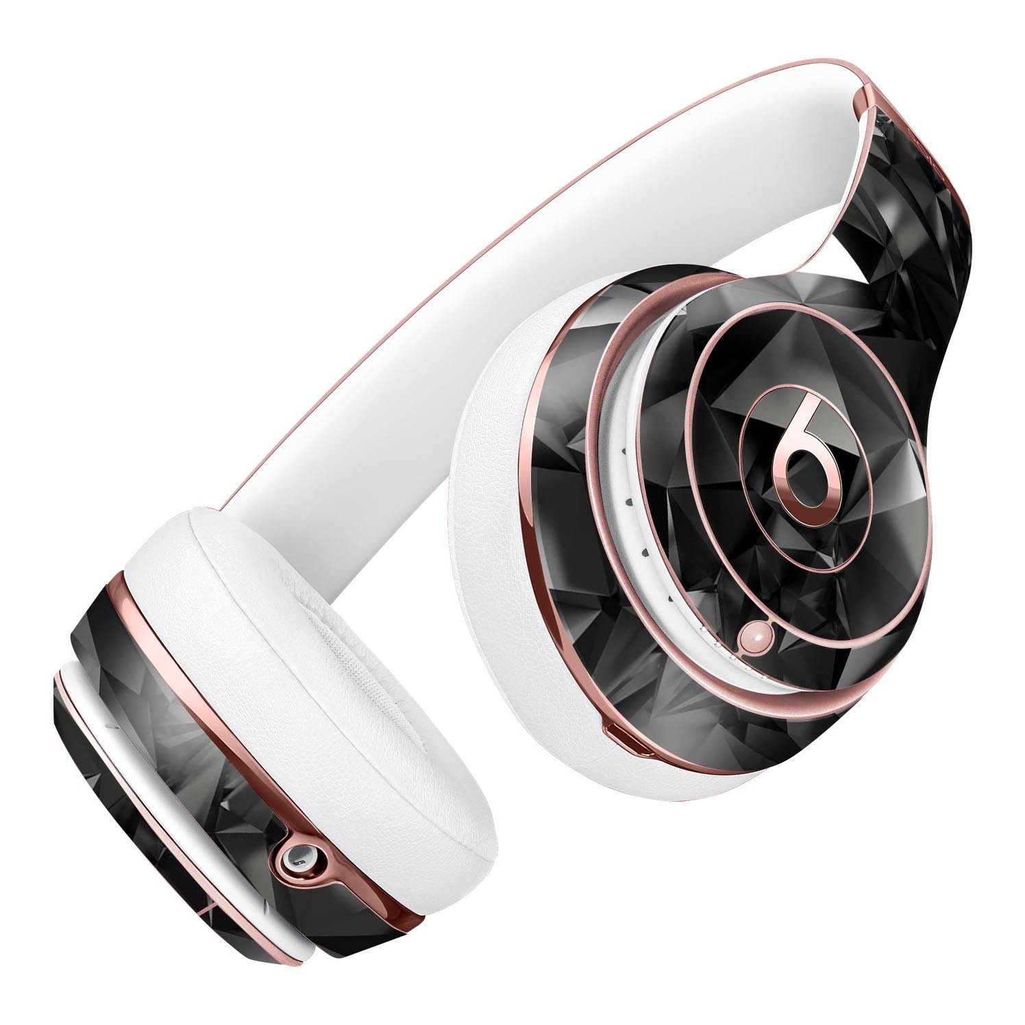 Black 3D Diamond Surface Full-Body Skin Kit for Beats by Dre Solo 3 Wireless Headphones, showcasing a stylish design and premium vinyl material.