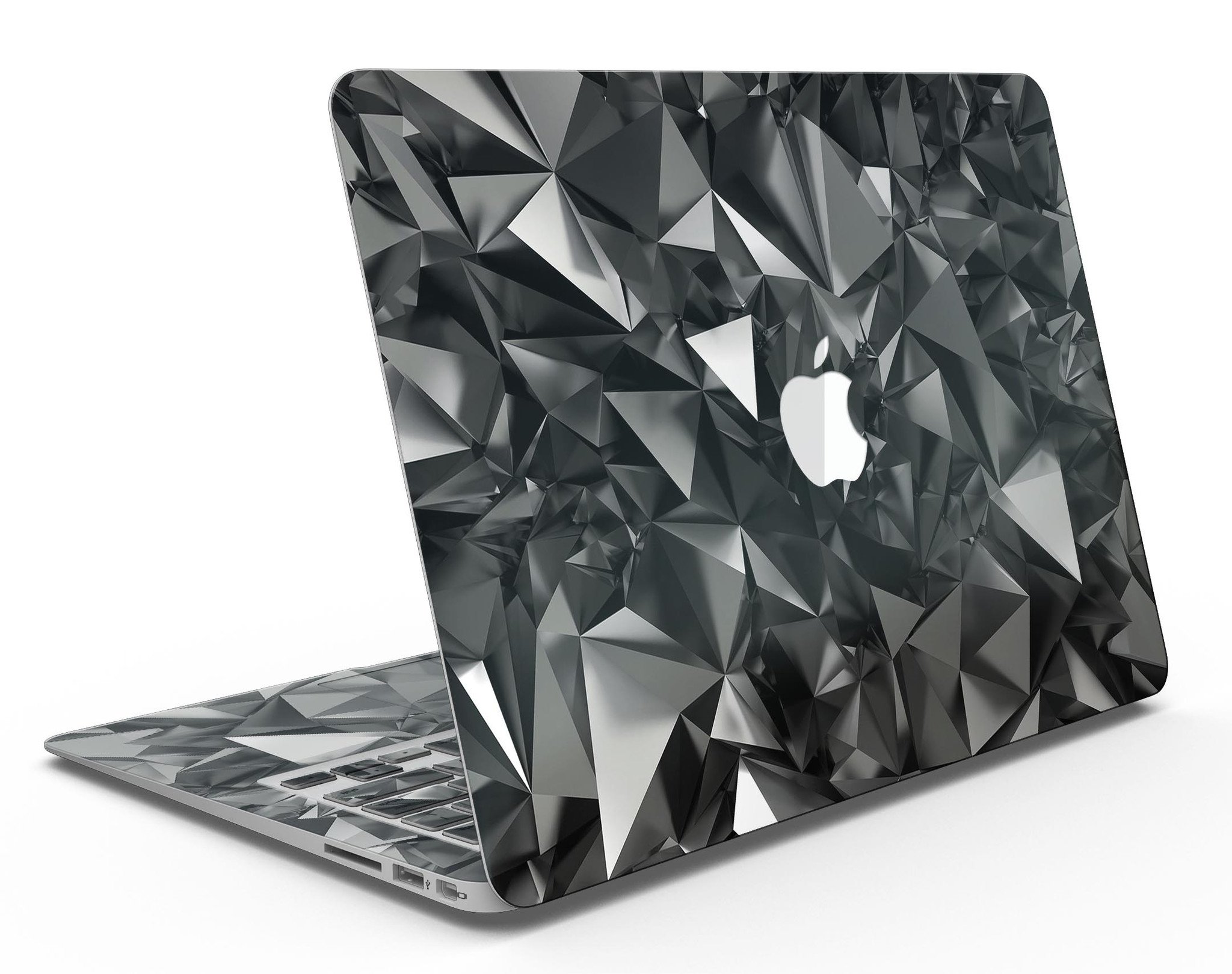 Black 3D Diamond Surface Skin Kit for MacBook Air, showcasing a stylish design that protects the device from scratches.