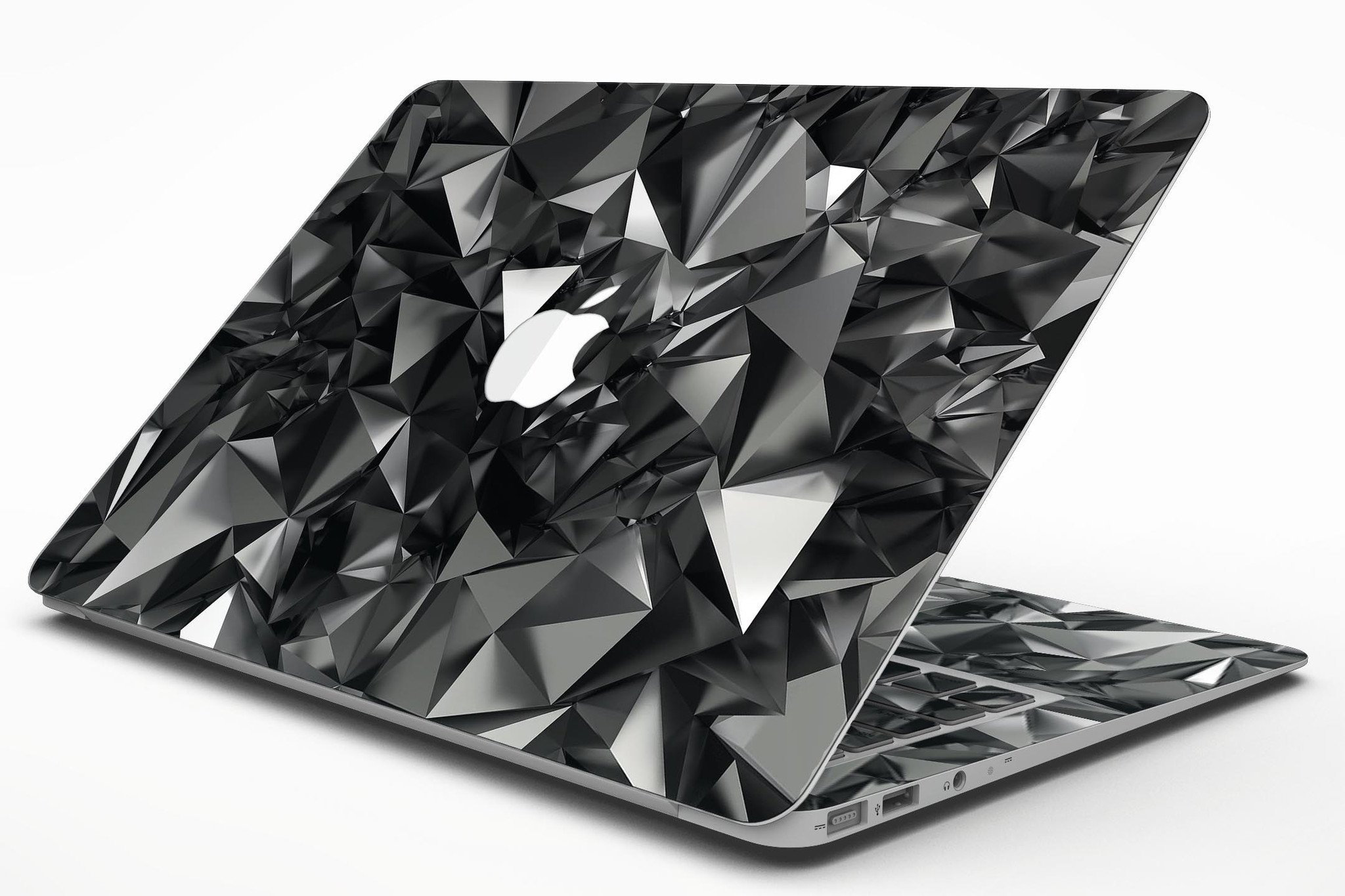 Black 3D Diamond Surface Skin Kit for MacBook Air, showcasing a stylish design that protects the device from scratches.