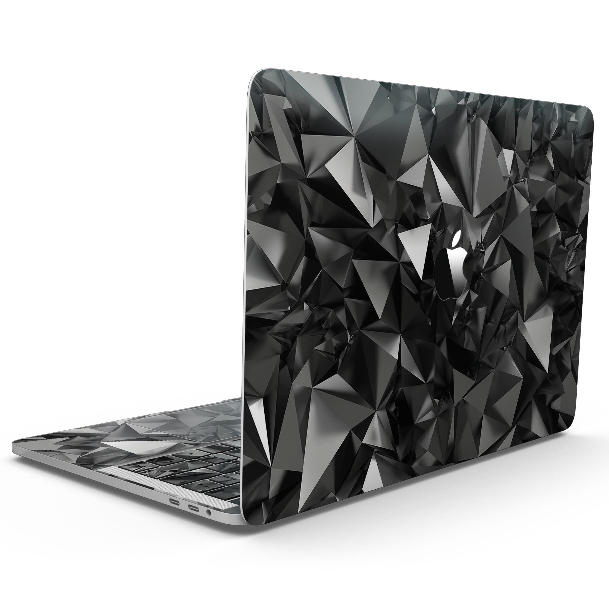 Black 3D Diamond Surface Skin Kit for MacBook Pro with Touch Bar, showcasing a sleek design and premium vinyl material.