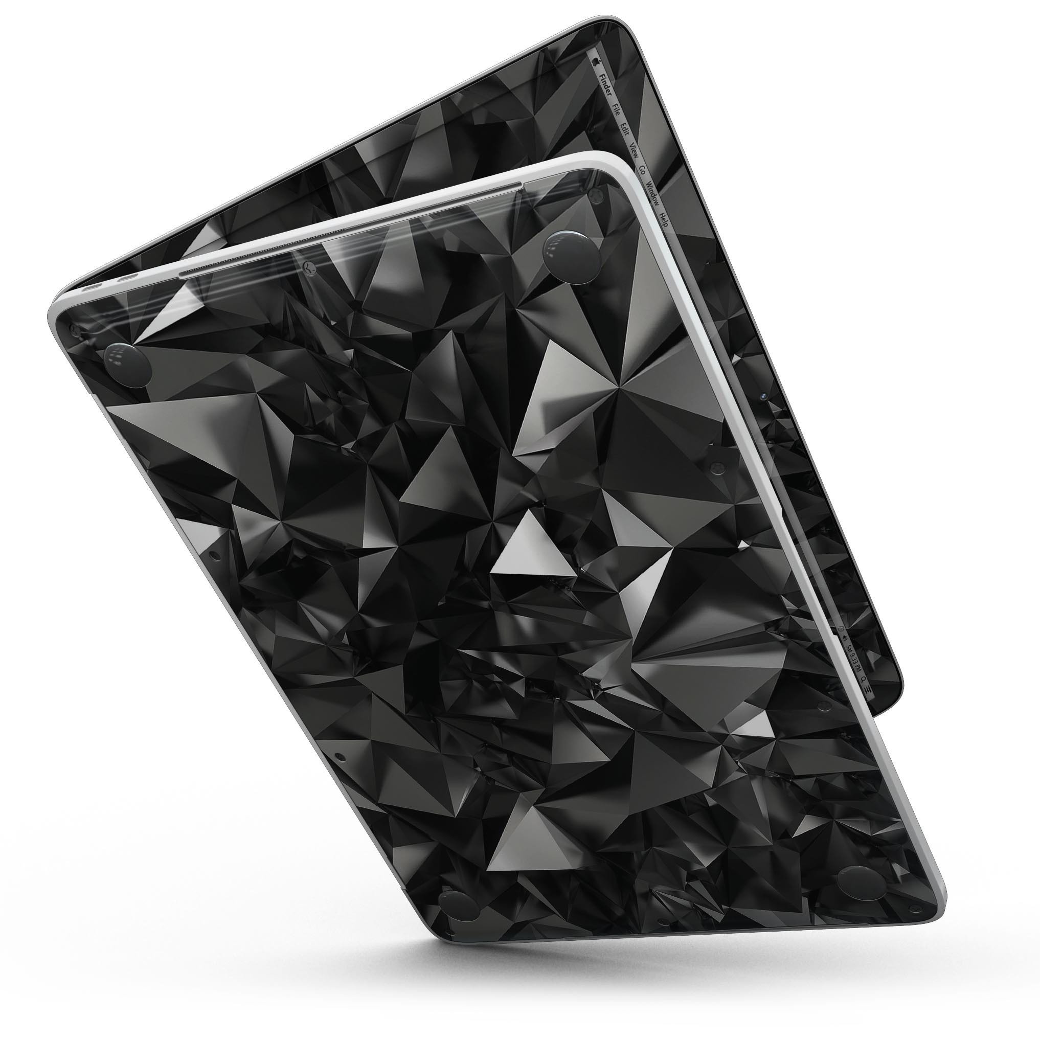 Black 3D Diamond Surface Skin Kit for MacBook Pro with Touch Bar, showcasing a sleek design and premium vinyl material.