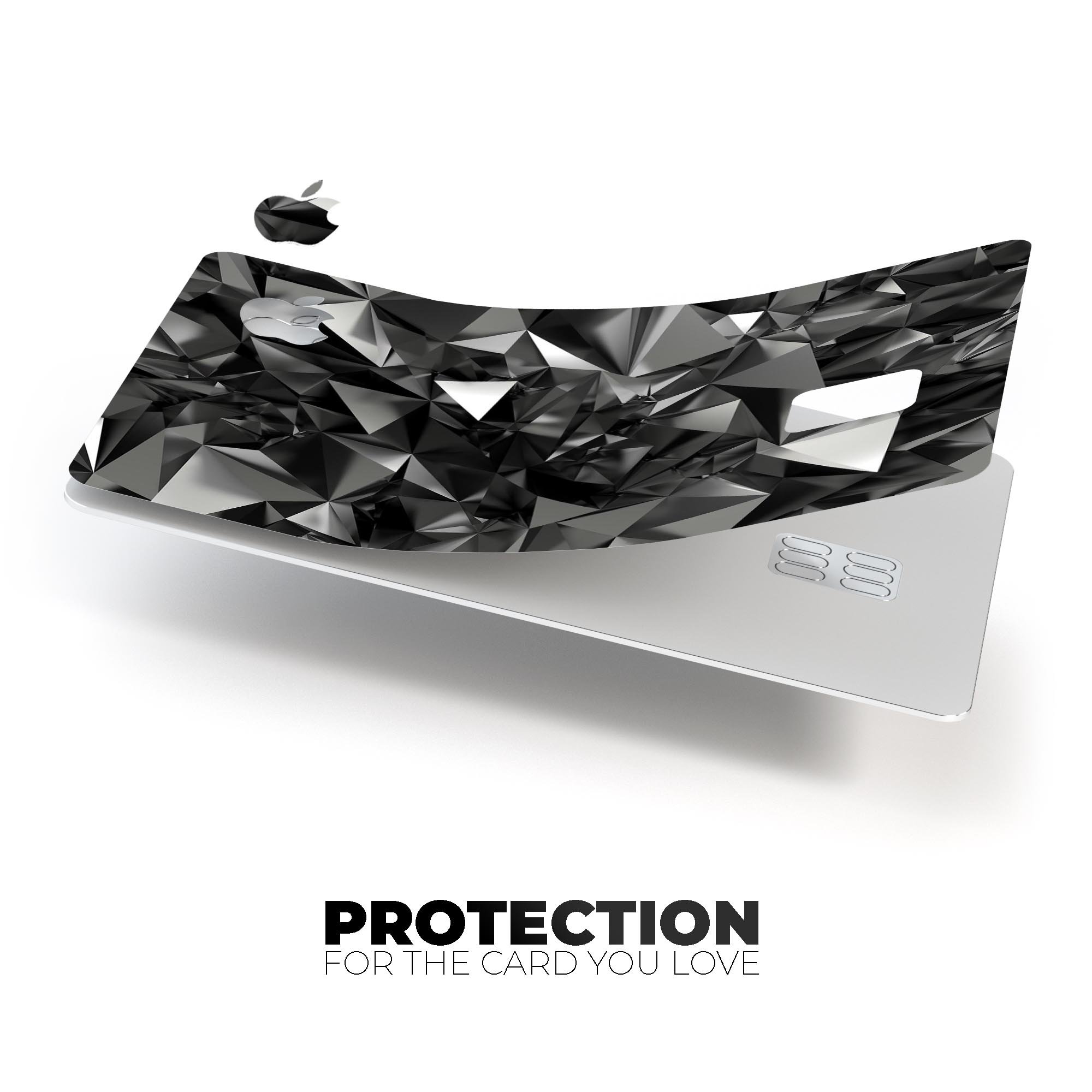 Black 3D Diamond Surface decal skin for Apple Card, showcasing its premium design and protective features.