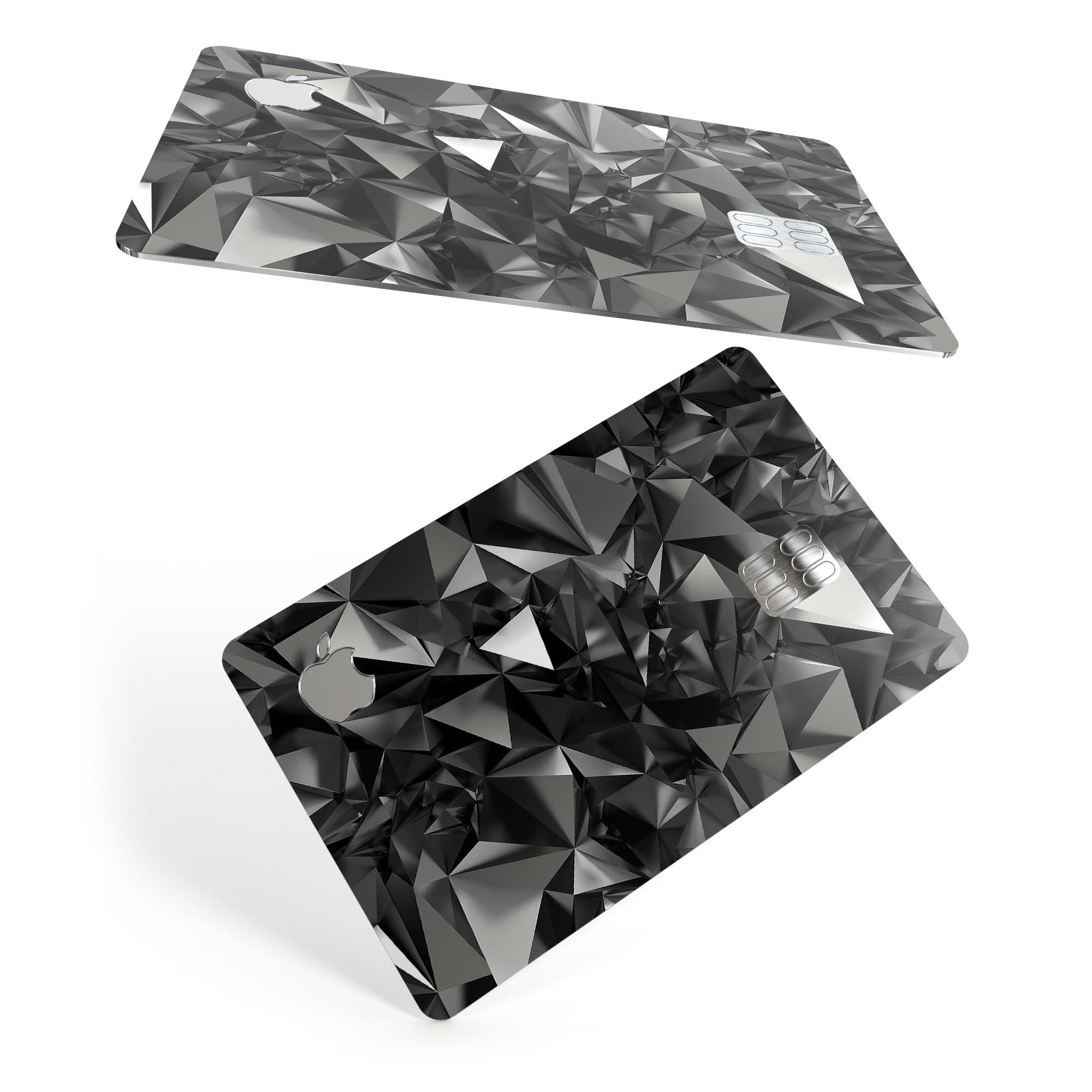 Black 3D Diamond Surface decal skin for Apple Card, showcasing its premium design and protective features.