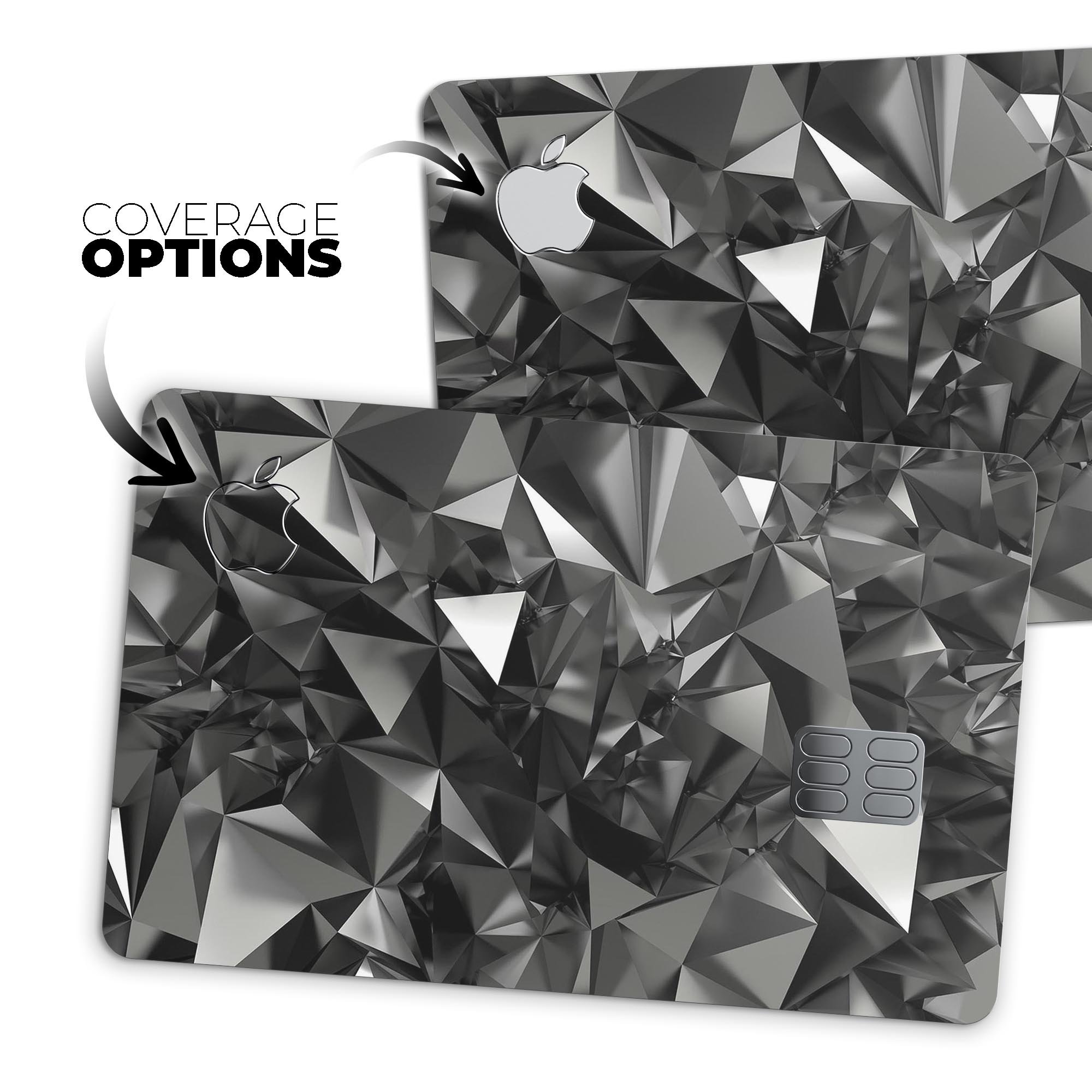 Black 3D Diamond Surface decal skin for Apple Card, showcasing its premium design and protective features.