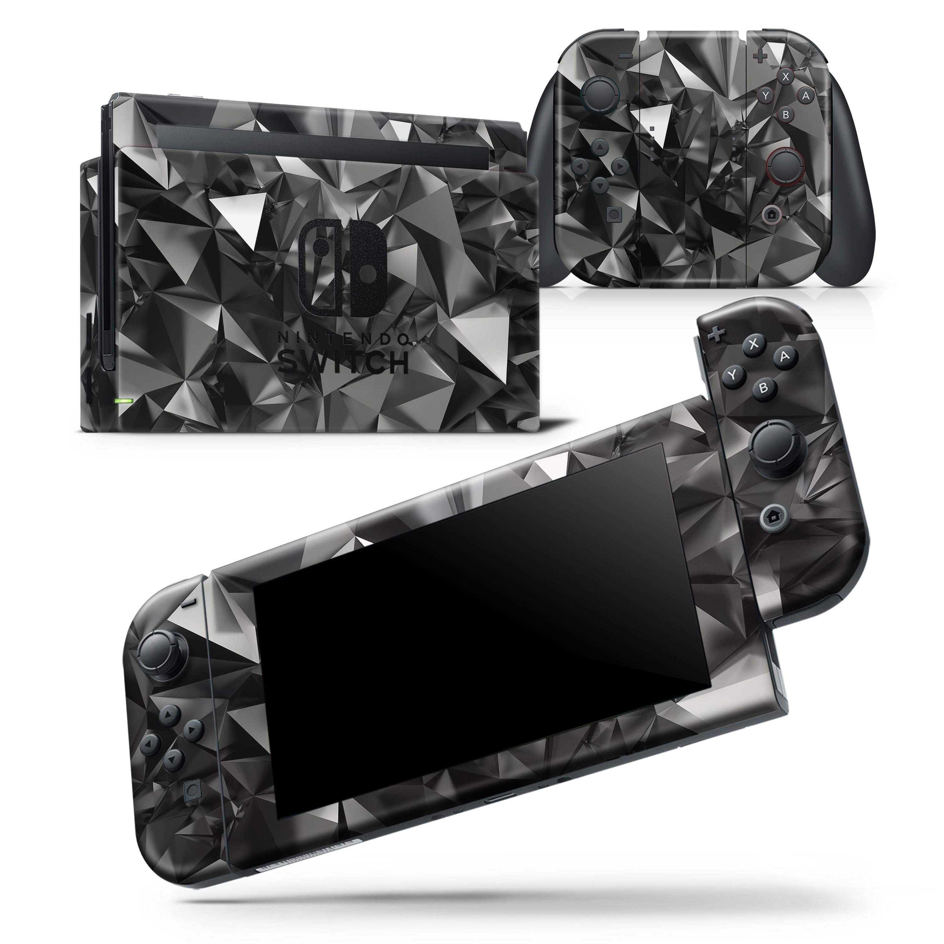 Black 3D Diamond Surface skin wrap decal for Nintendo Switch Lite, showcasing its sleek design and premium quality finish.