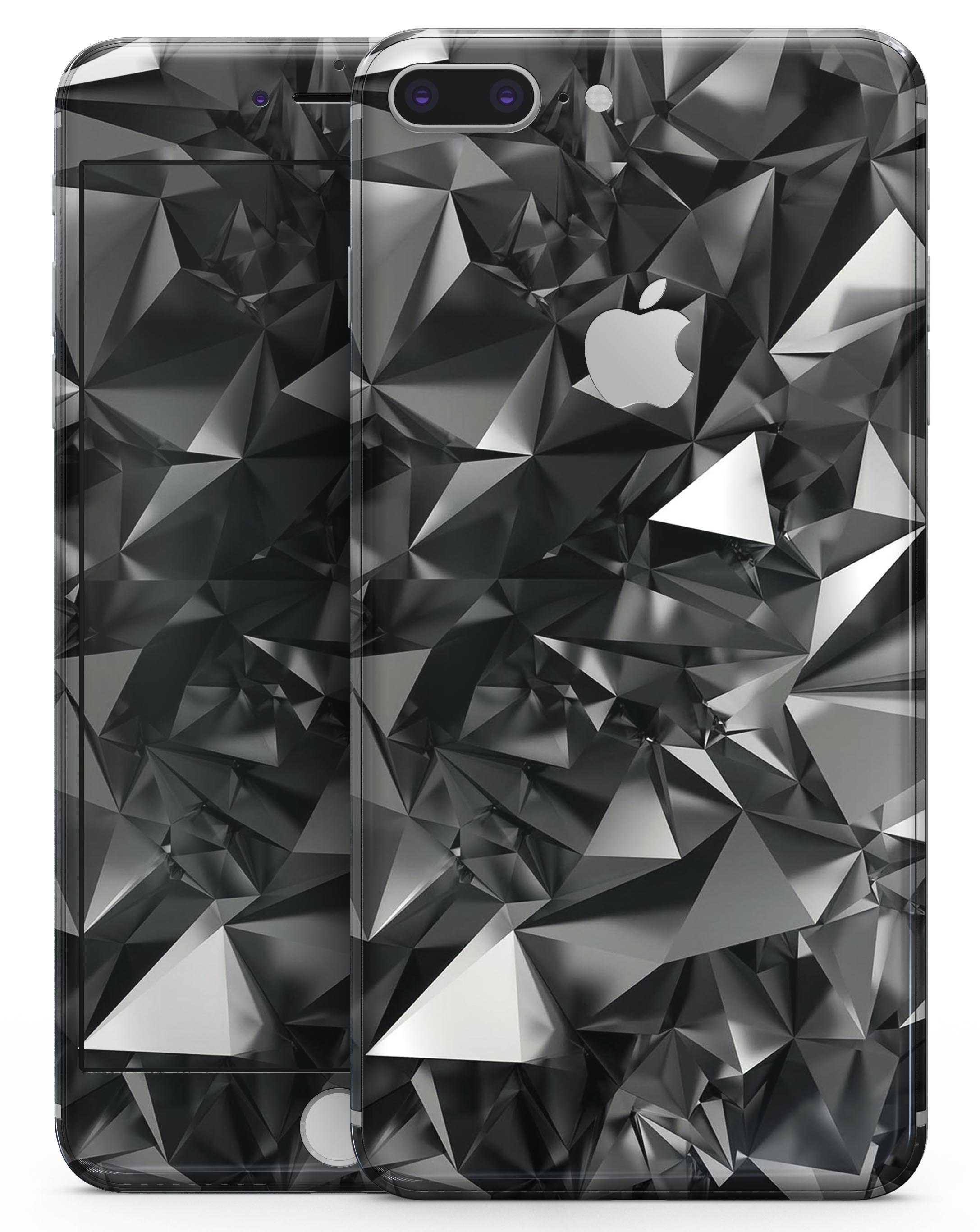 Black 3D Diamond Surface Skin-kit for iPhone 8 and 8 Plus, showcasing its sleek design and premium vinyl material.