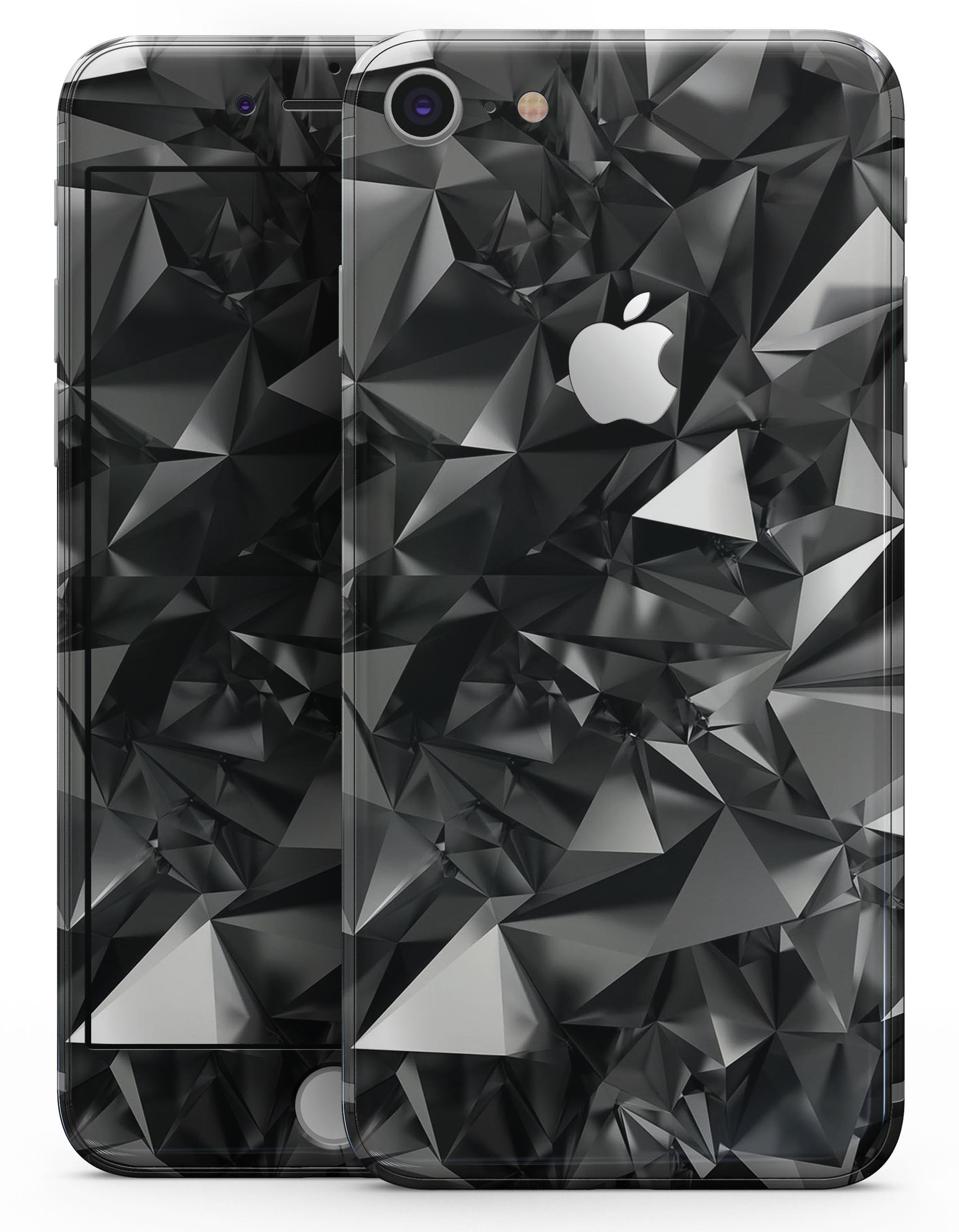 Black 3D Diamond Surface Skin-kit for iPhone 8 and 8 Plus, showcasing its sleek design and premium vinyl material.