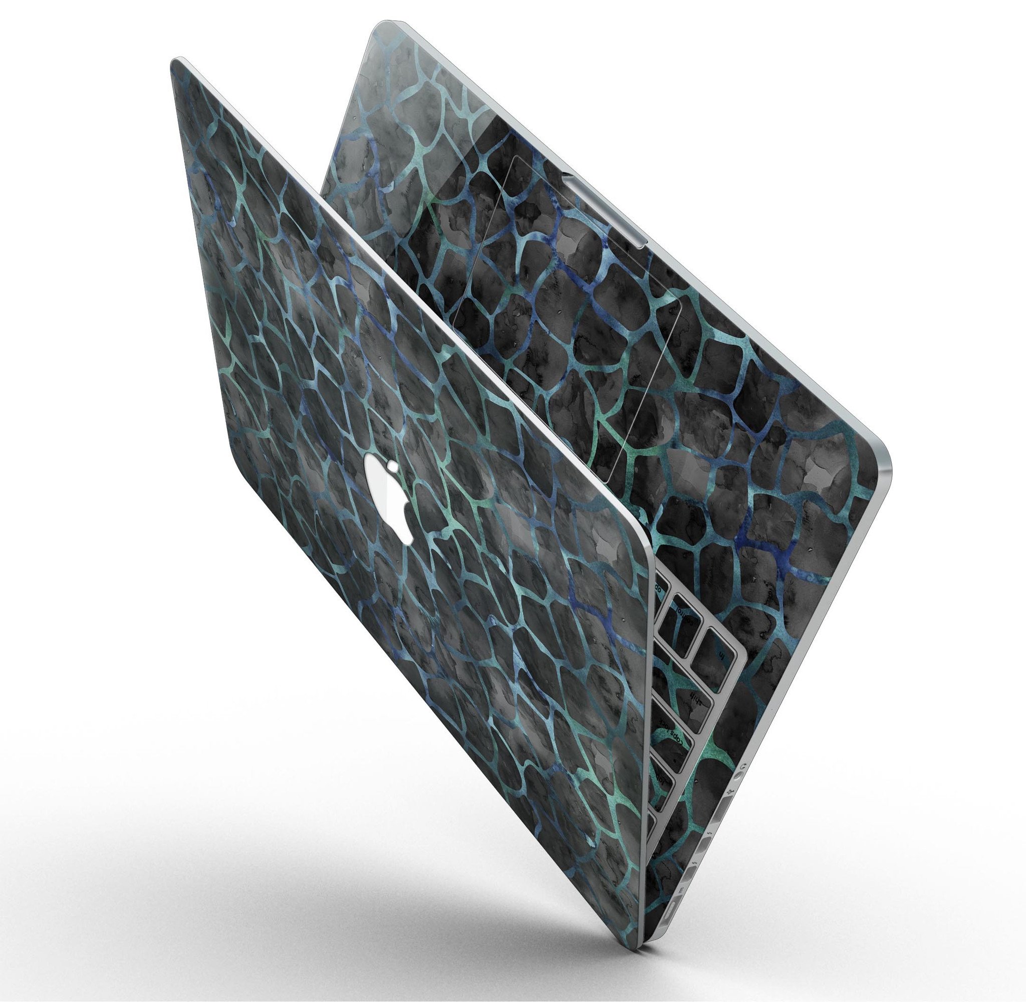 Black and Blue Watercolor Giraffe Pattern skin for MacBook Pro with Retina Display, showcasing vibrant colors and unique design.