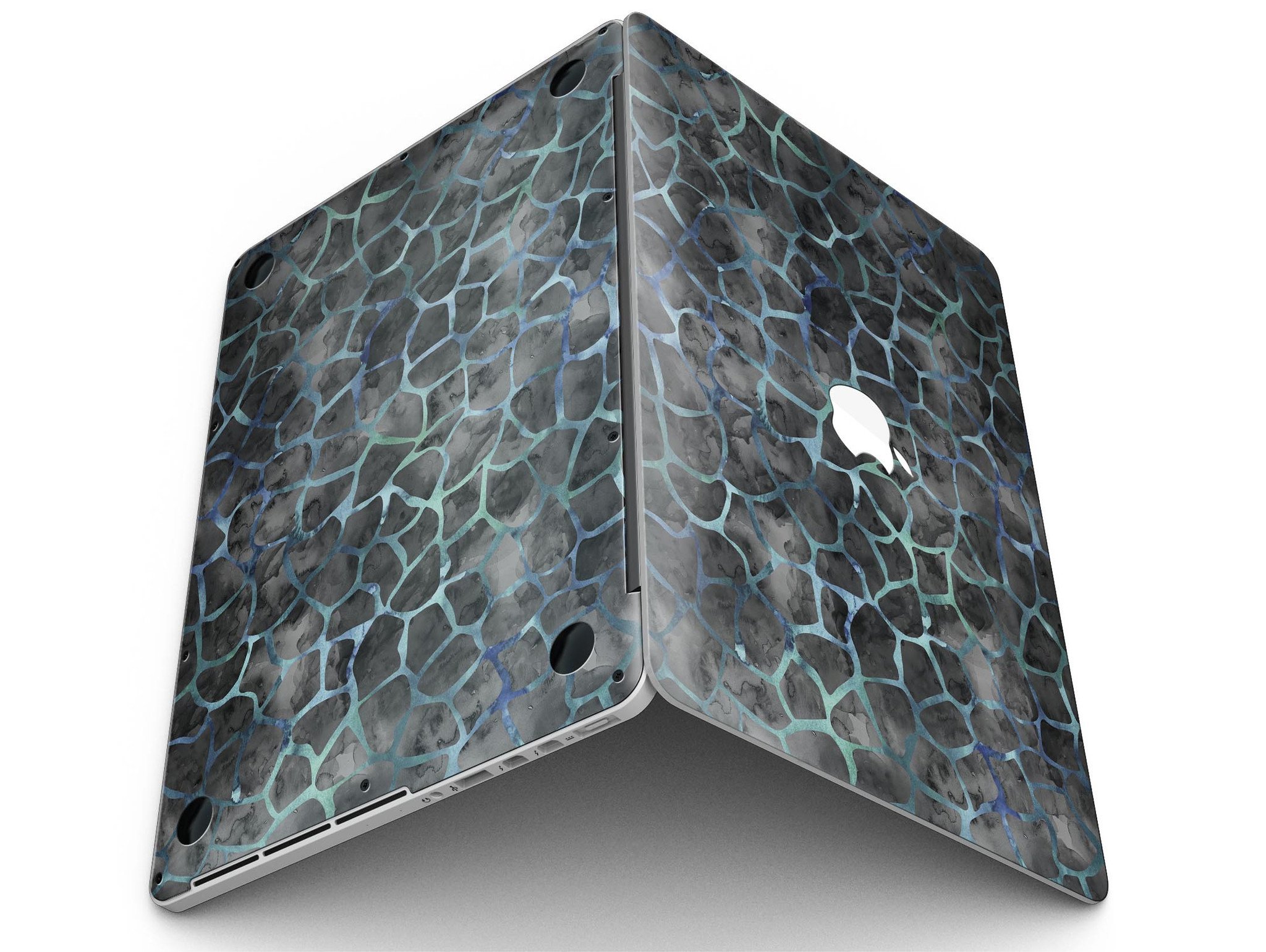 Black and Blue Watercolor Giraffe Pattern skin for MacBook Pro with Retina Display, showcasing vibrant colors and unique design.