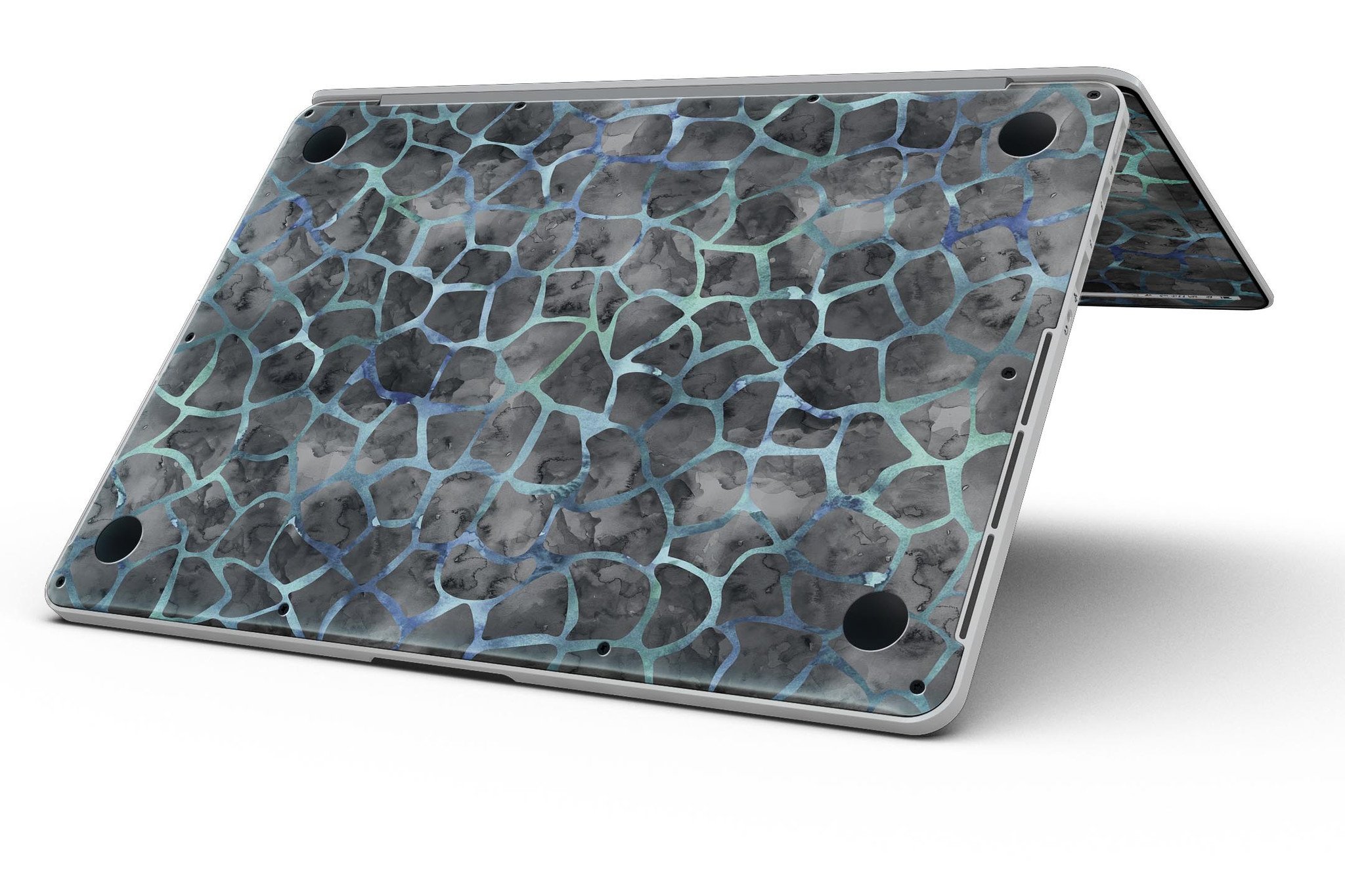 Black and Blue Watercolor Giraffe Pattern skin for MacBook Pro with Retina Display, showcasing vibrant colors and unique design.