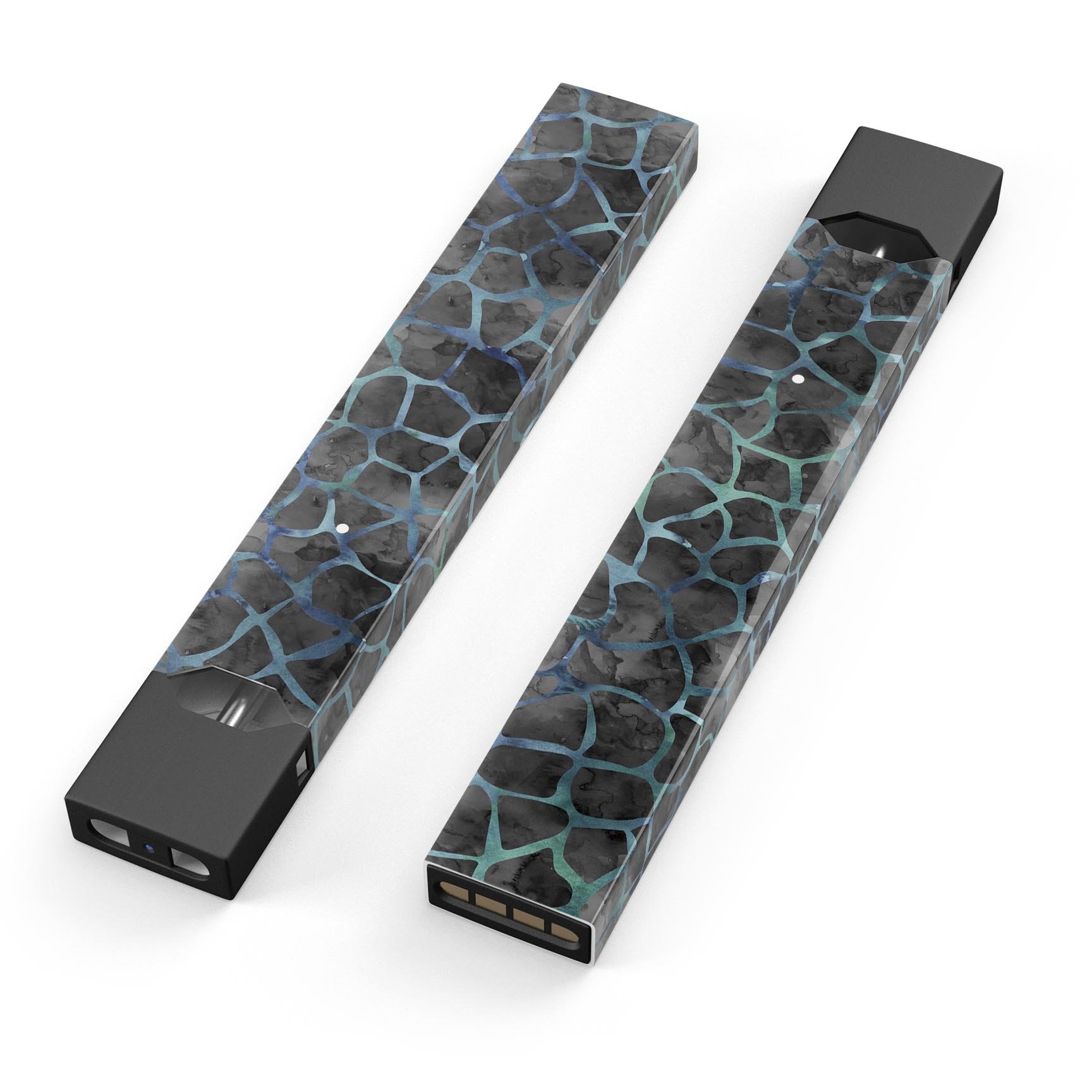 Black and Blue Watercolor Giraffe Pattern decal for JUUL vaping device, showcasing vibrant colors and unique design.