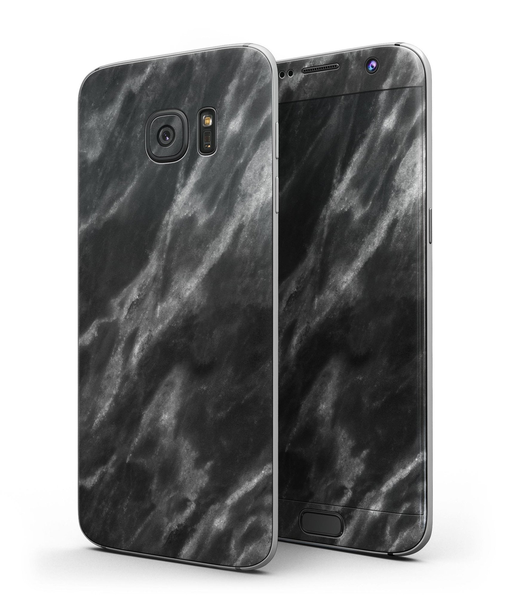 Black and Chalky White Marble Skin-Kit for Samsung Galaxy S7/S7 Edge, showcasing a stylish design and premium vinyl material.