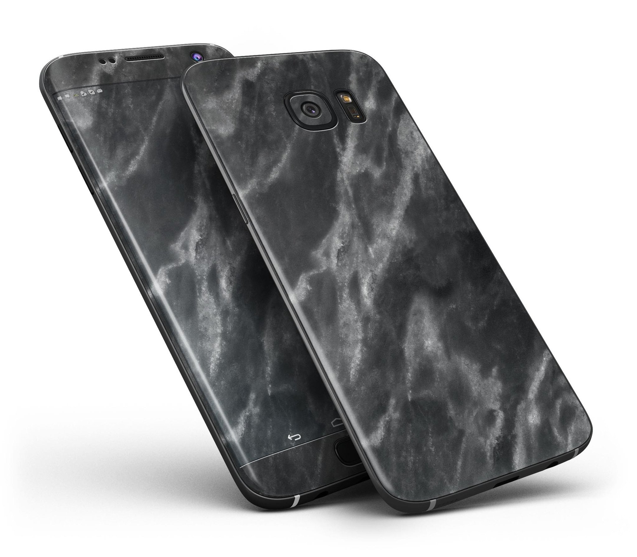 Black and Chalky White Marble Skin-Kit for Samsung Galaxy S7/S7 Edge, showcasing a stylish design and premium vinyl material.