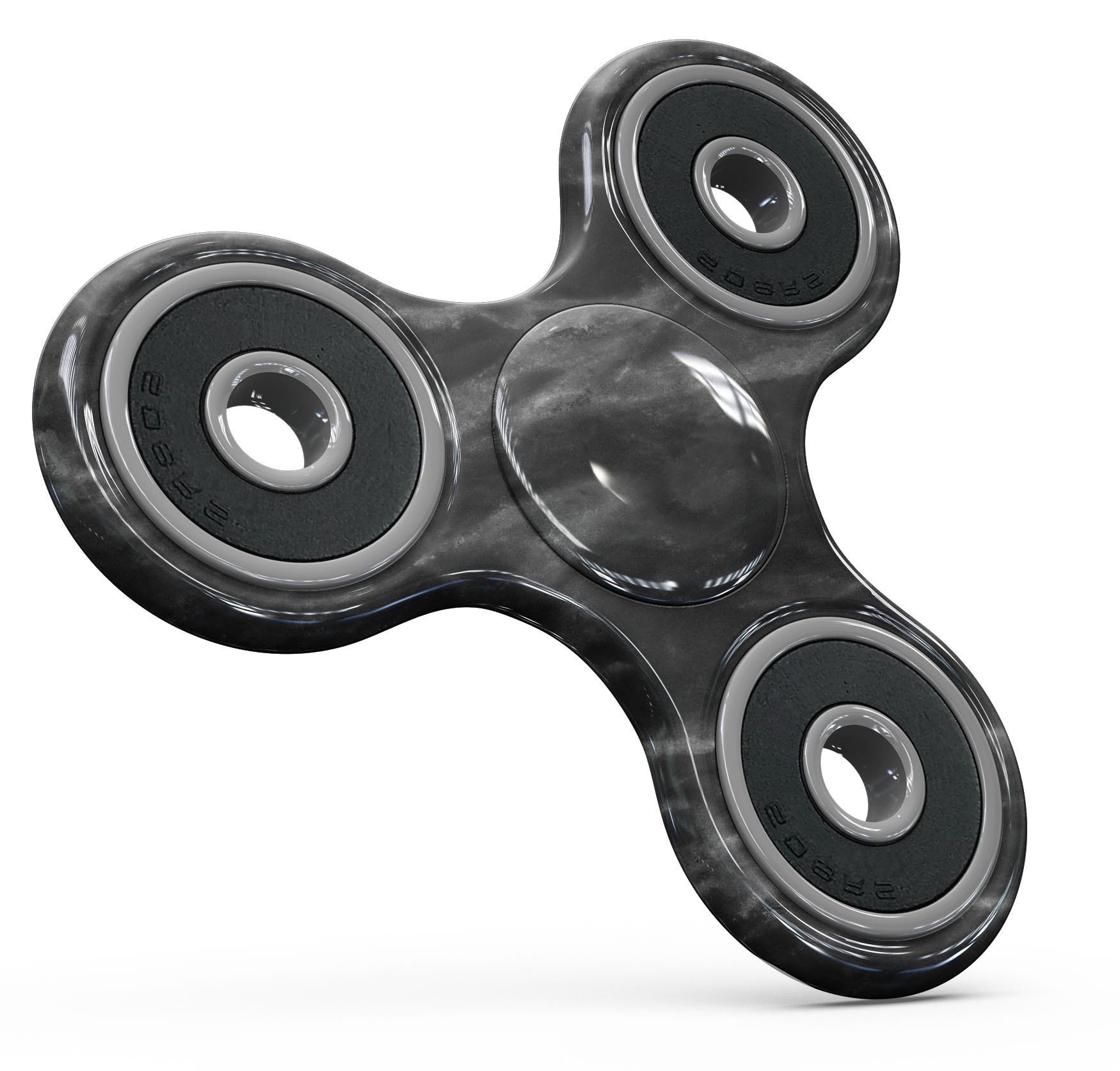 Black and chalky white marble skin kit for fidget spinner, showcasing a stylish design that protects the device.