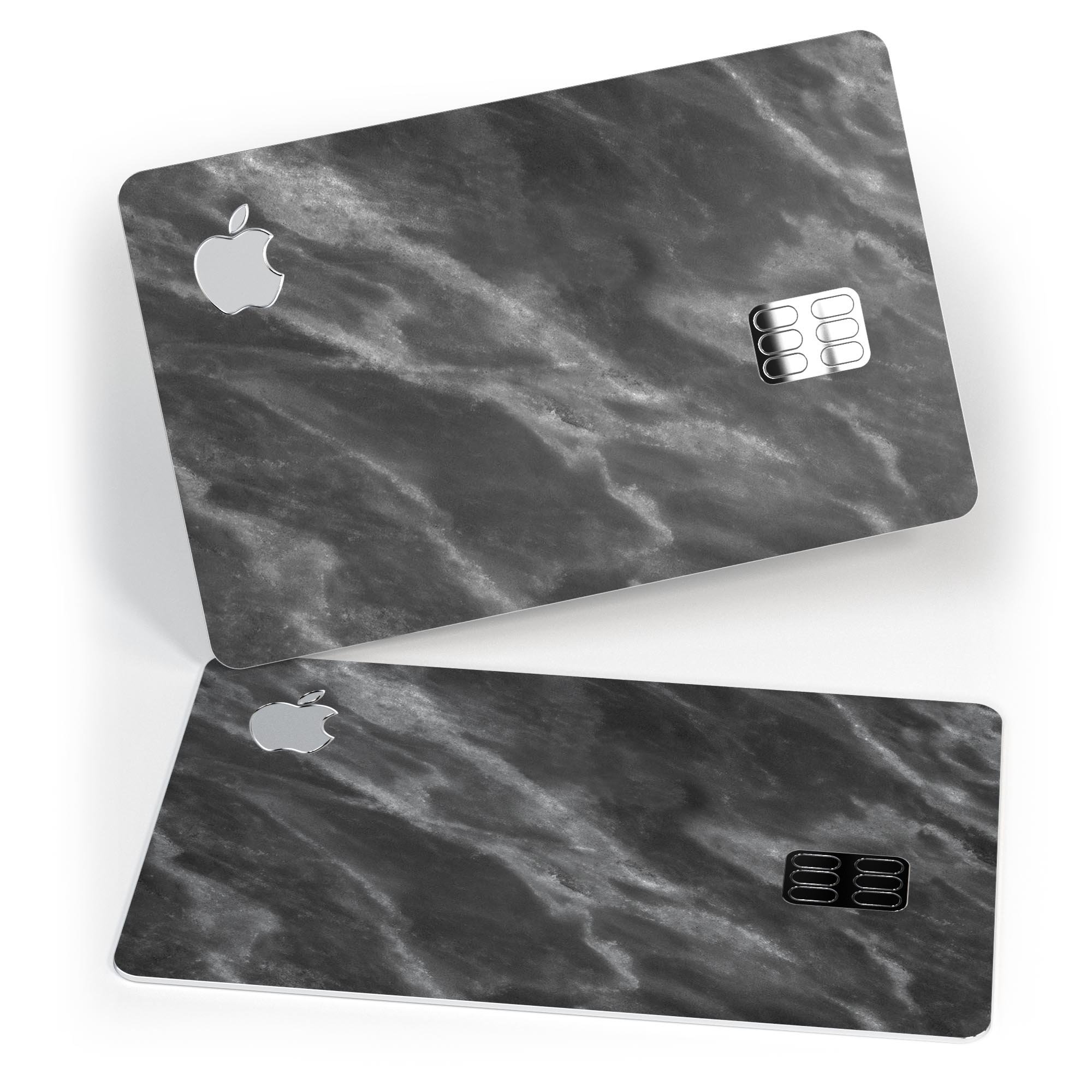 Black and Chalky White Marble skin decal for Apple Card, showcasing a stylish design that offers protection and elegance.