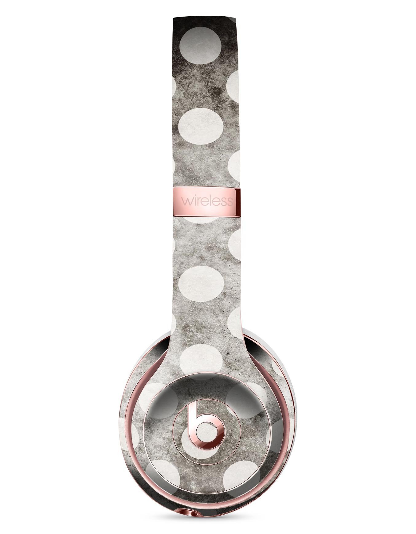 Black and Concrete Surface Polka Dots Skin Kit for Beats by Dre Solo 3 Wireless Headphones, showcasing a stylish design and premium vinyl material.