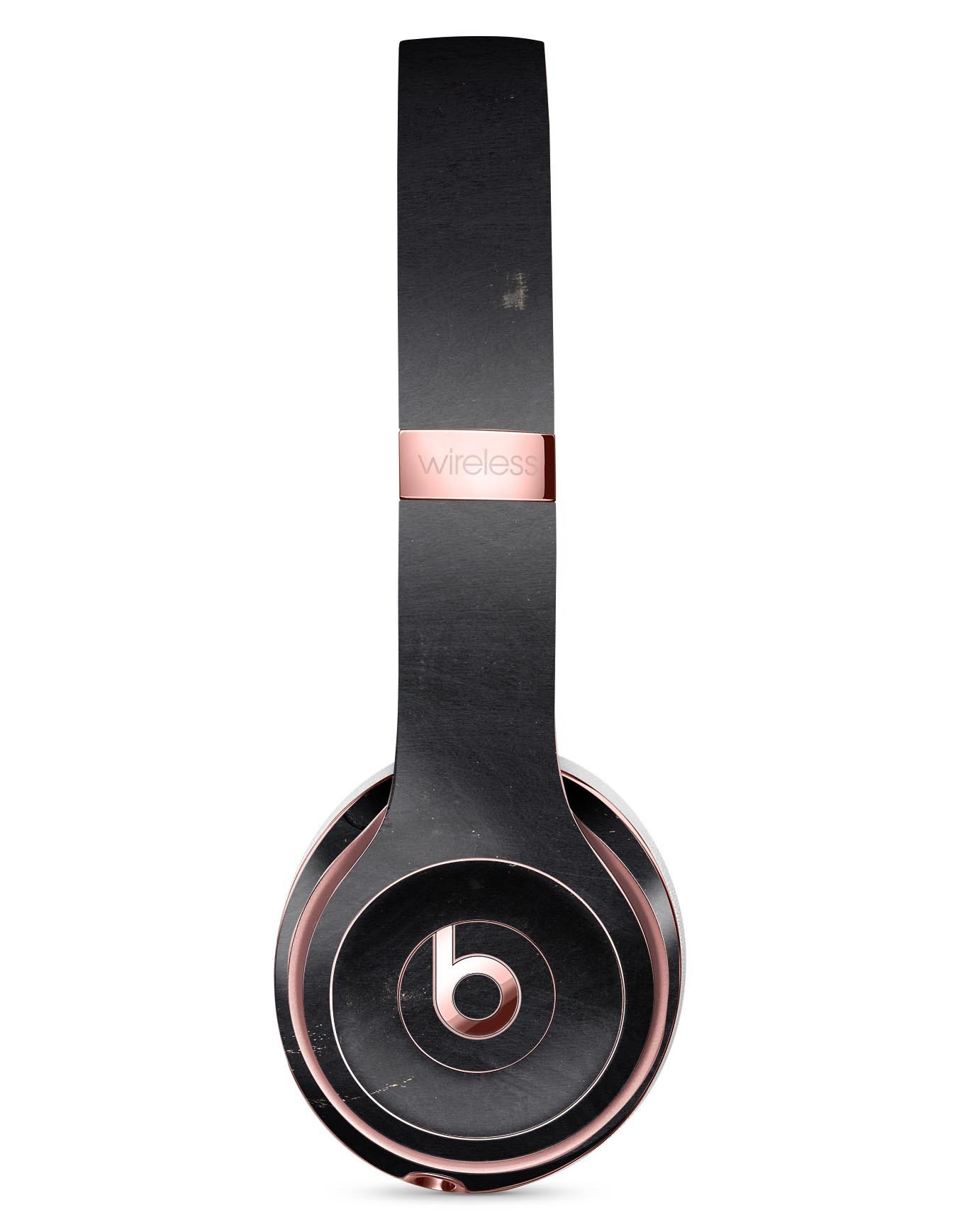 Black and Gold Scratched Woodgrain Skin Kit for Beats by Dre Solo 3 Wireless Headphones, showcasing a stylish design and premium vinyl material.