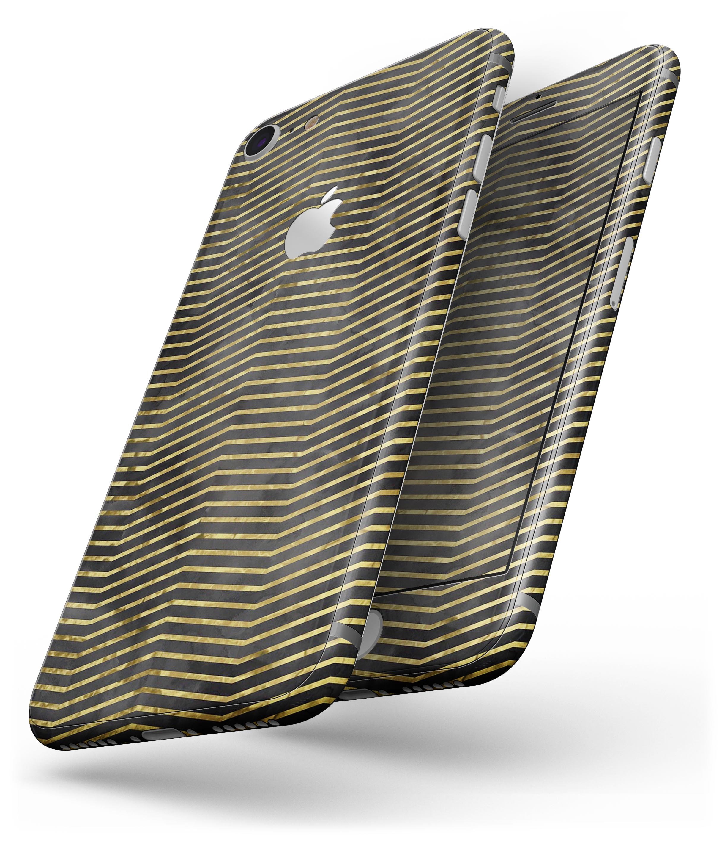 Black and Gold Watercolor Chevron skin for iPhone 8 and 8 Plus, showcasing a stylish design with a watercolor chevron pattern.