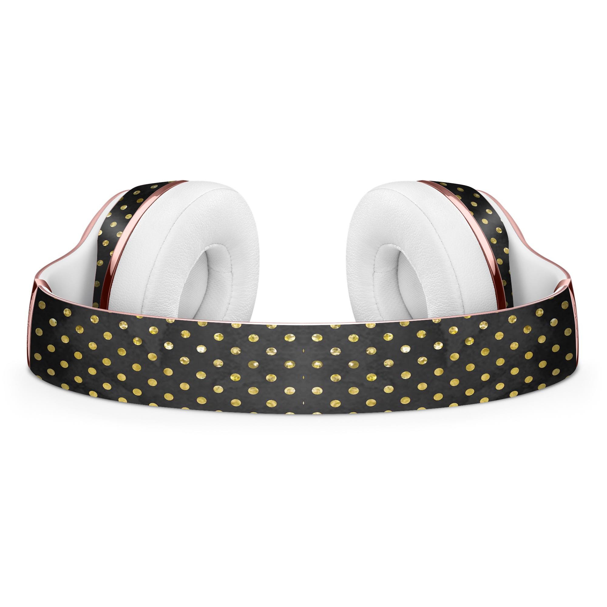 Black and Gold Watercolor Polka Dots skin kit for Beats by Dre Solo 3 Wireless Headphones, showcasing stylish design and premium quality.