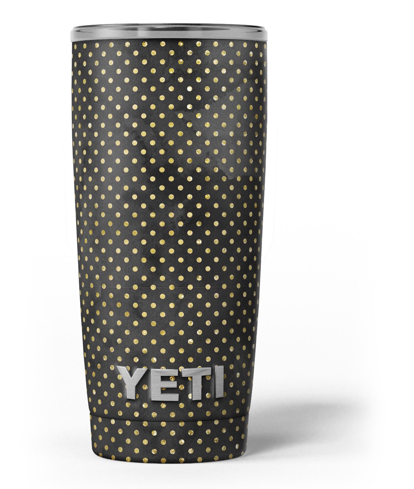 Black and Gold Watercolor Polka Dots skin decal vinyl wrap kit for Yeti Coolers, showcasing a stylish design and premium quality.