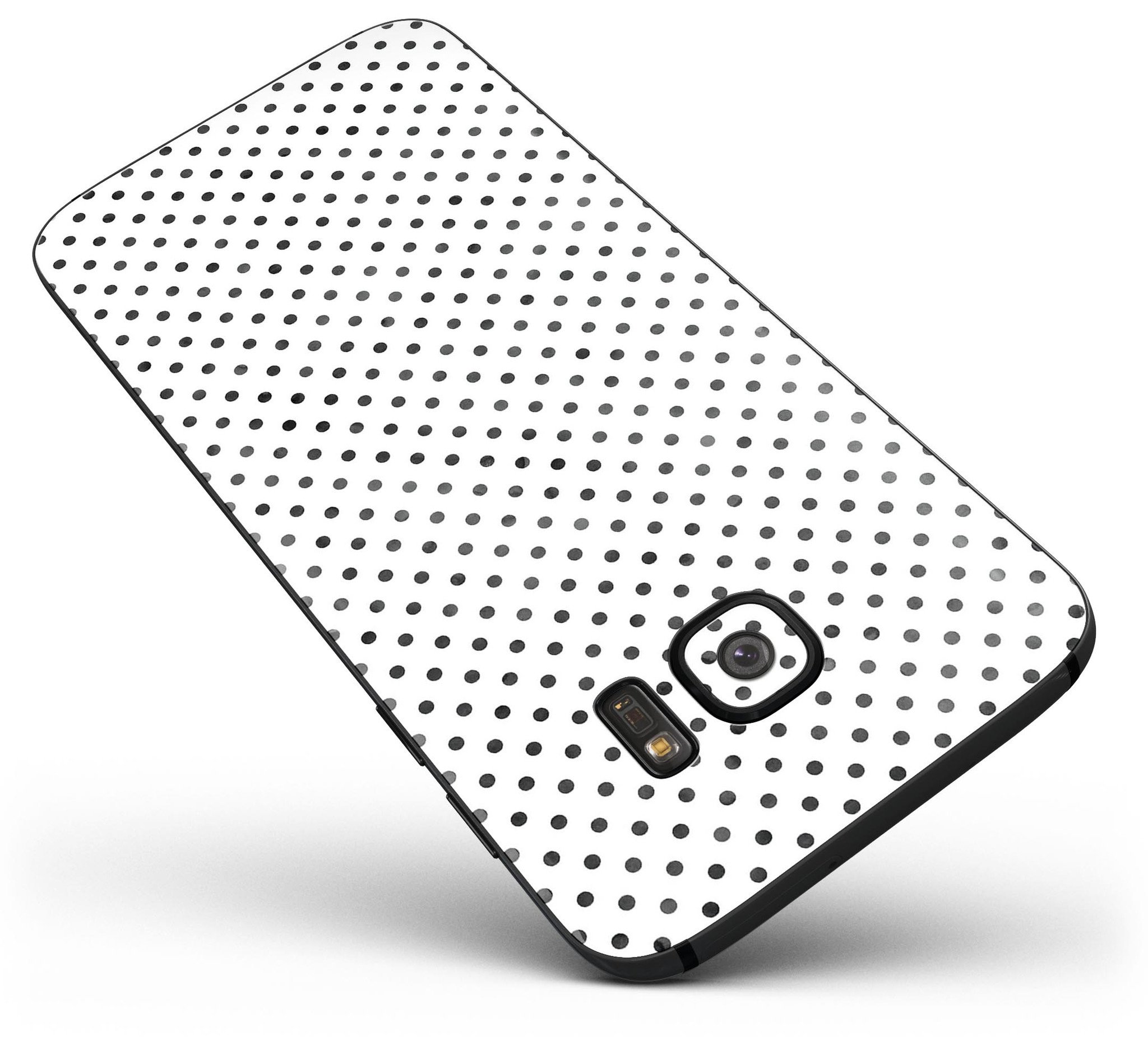 Black and gray fade polka dots skin kit for Samsung Galaxy S7 and S7 Edge, showcasing a stylish design and premium vinyl material.