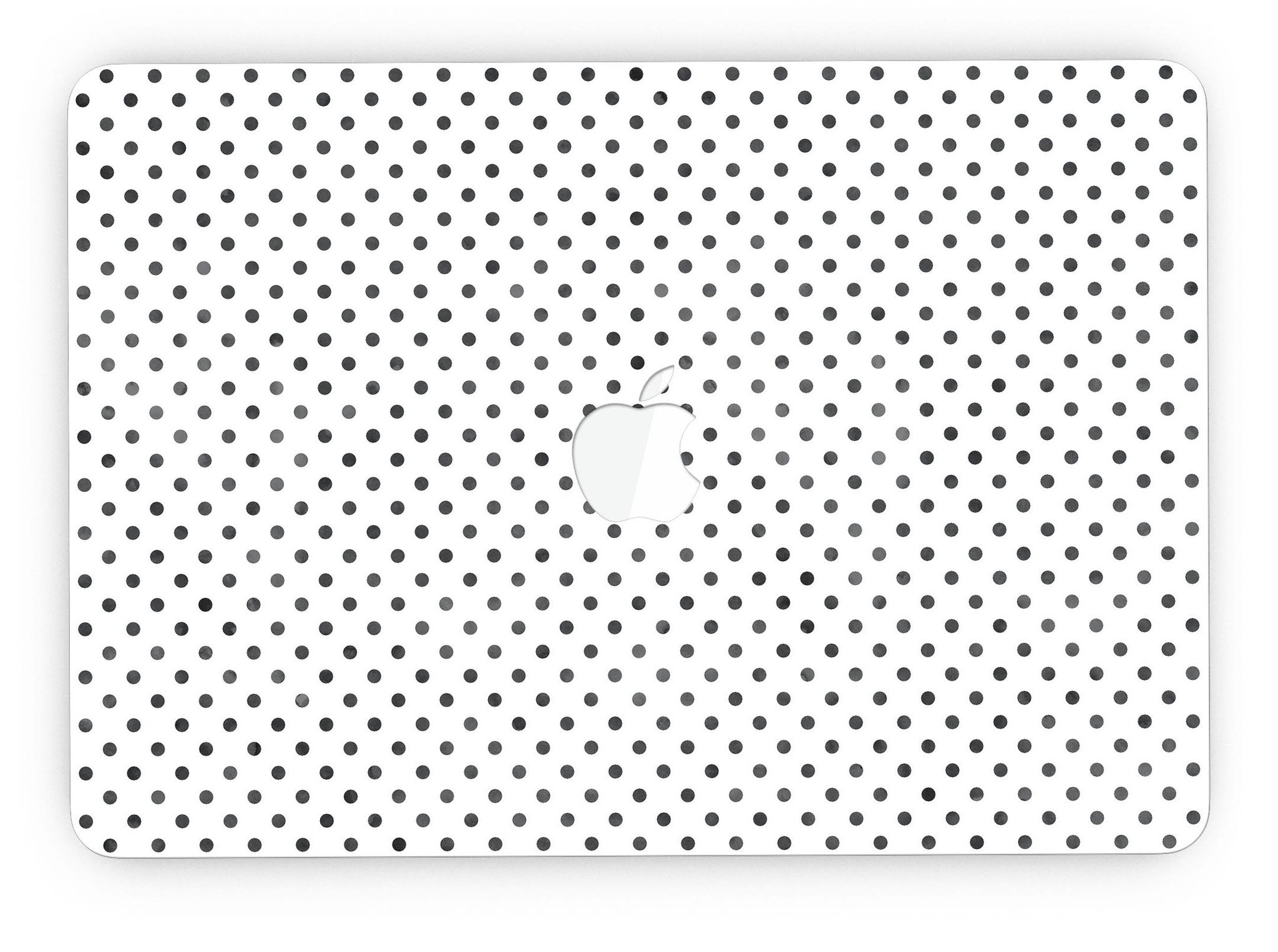 Black and gray fade polka dots skin for MacBook Pro with Retina Display, showcasing a stylish design that protects the device.