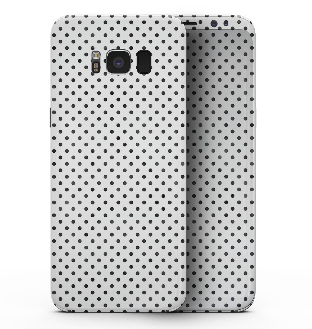 Samsung Galaxy S8 with Black and Gray Fade Polka Dots skin, showcasing a stylish design that protects the device.