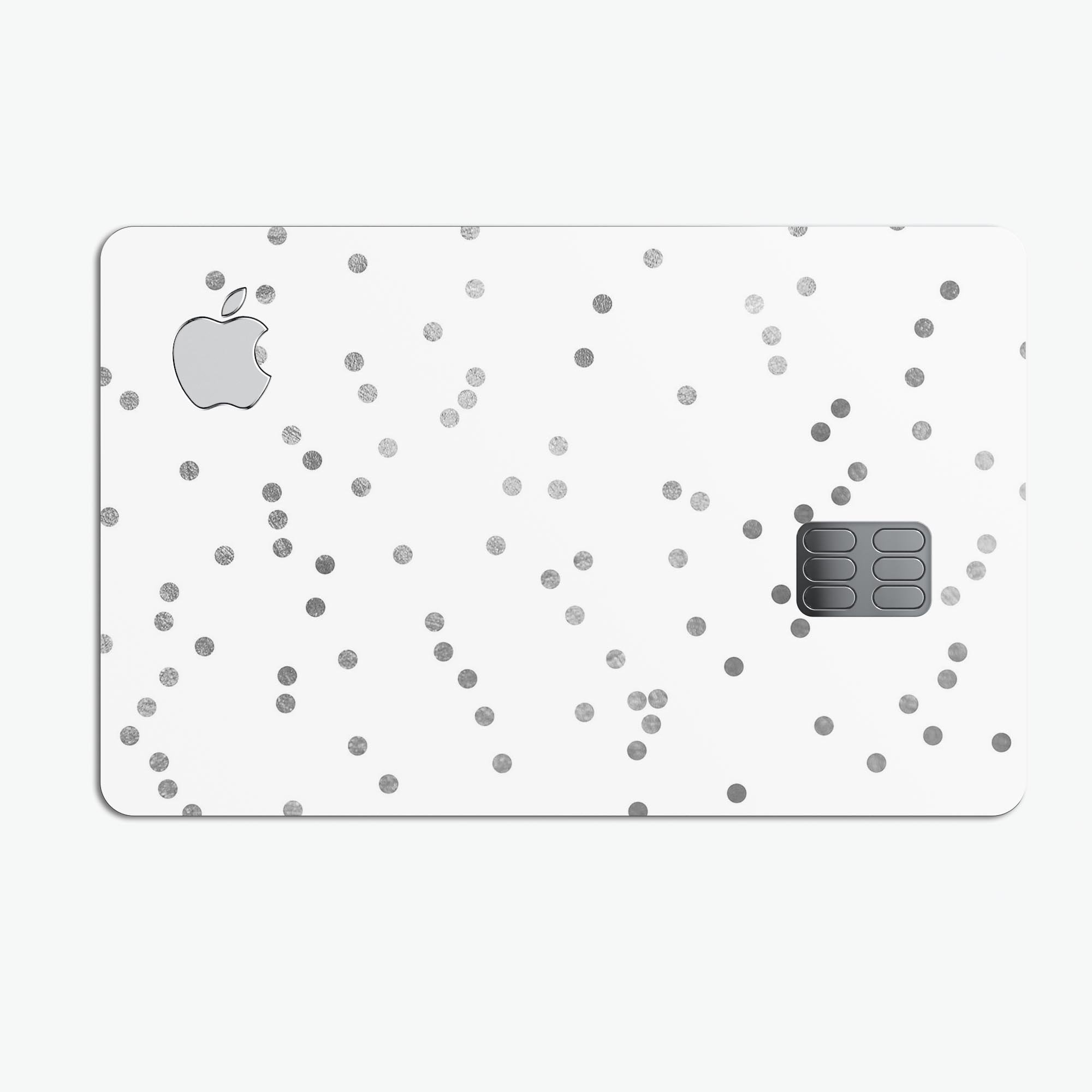 Black and gray scattered polka dots protective decal for Apple Card, showcasing a stylish design that enhances card protection.