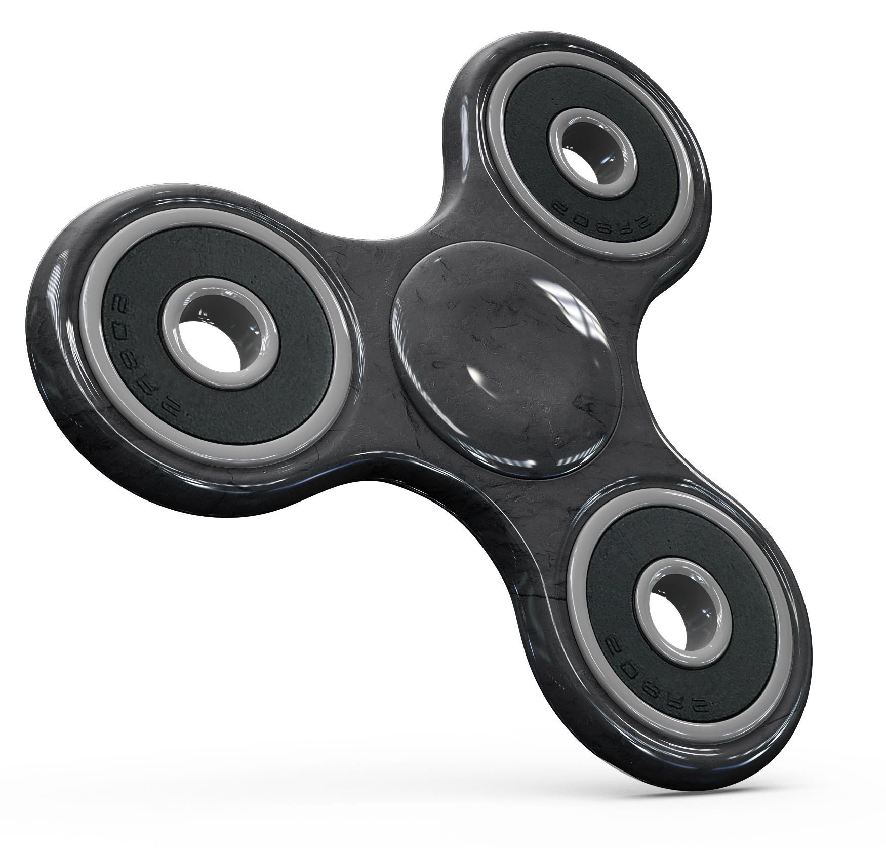 Black and gray textured skin kit for fidget spinner, showcasing a stylish design that offers protection and personalization.