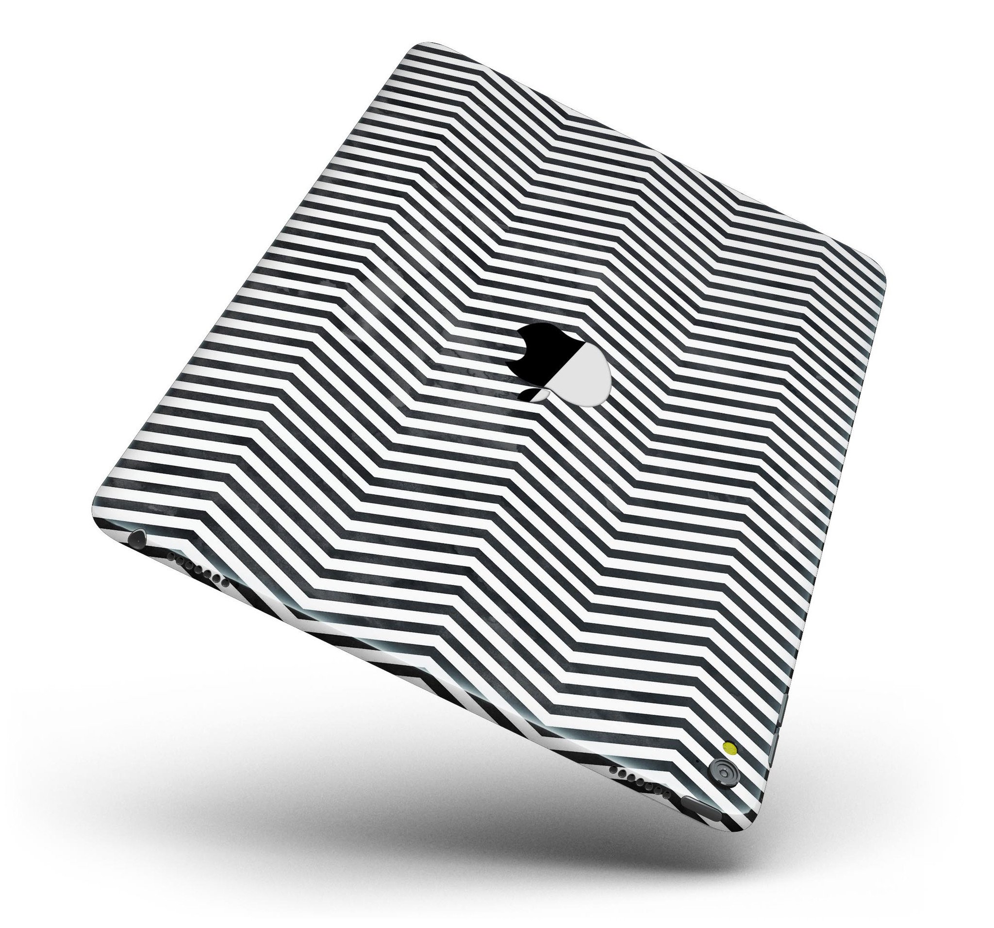 Black and Gray Watercolor Chevron Full Body Skin for iPad Pro, showcasing a stylish design that fits perfectly on the device.