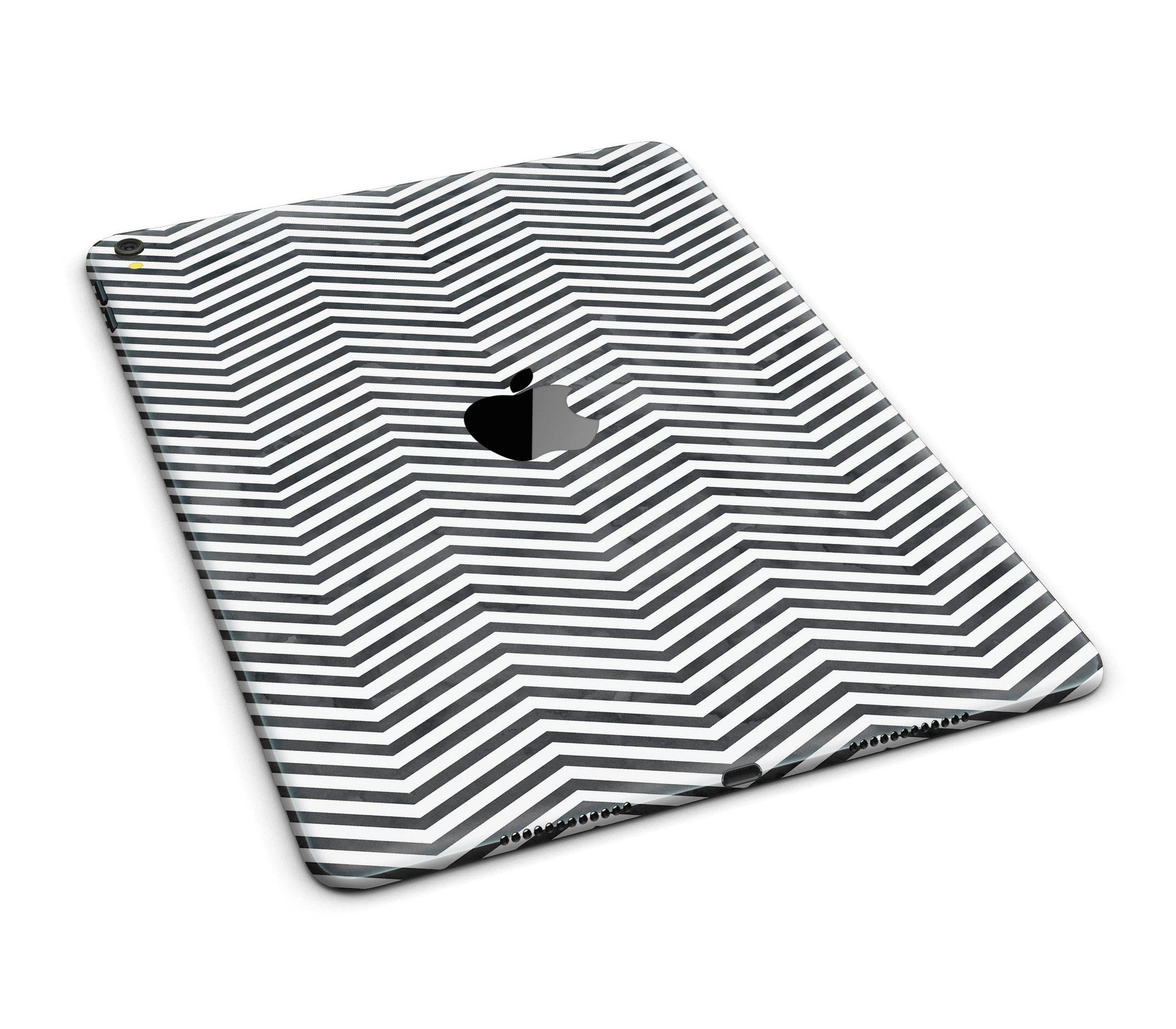 Black and Gray Watercolor Chevron Full Body Skin for iPad Pro, showcasing a stylish design that fits perfectly on the device.