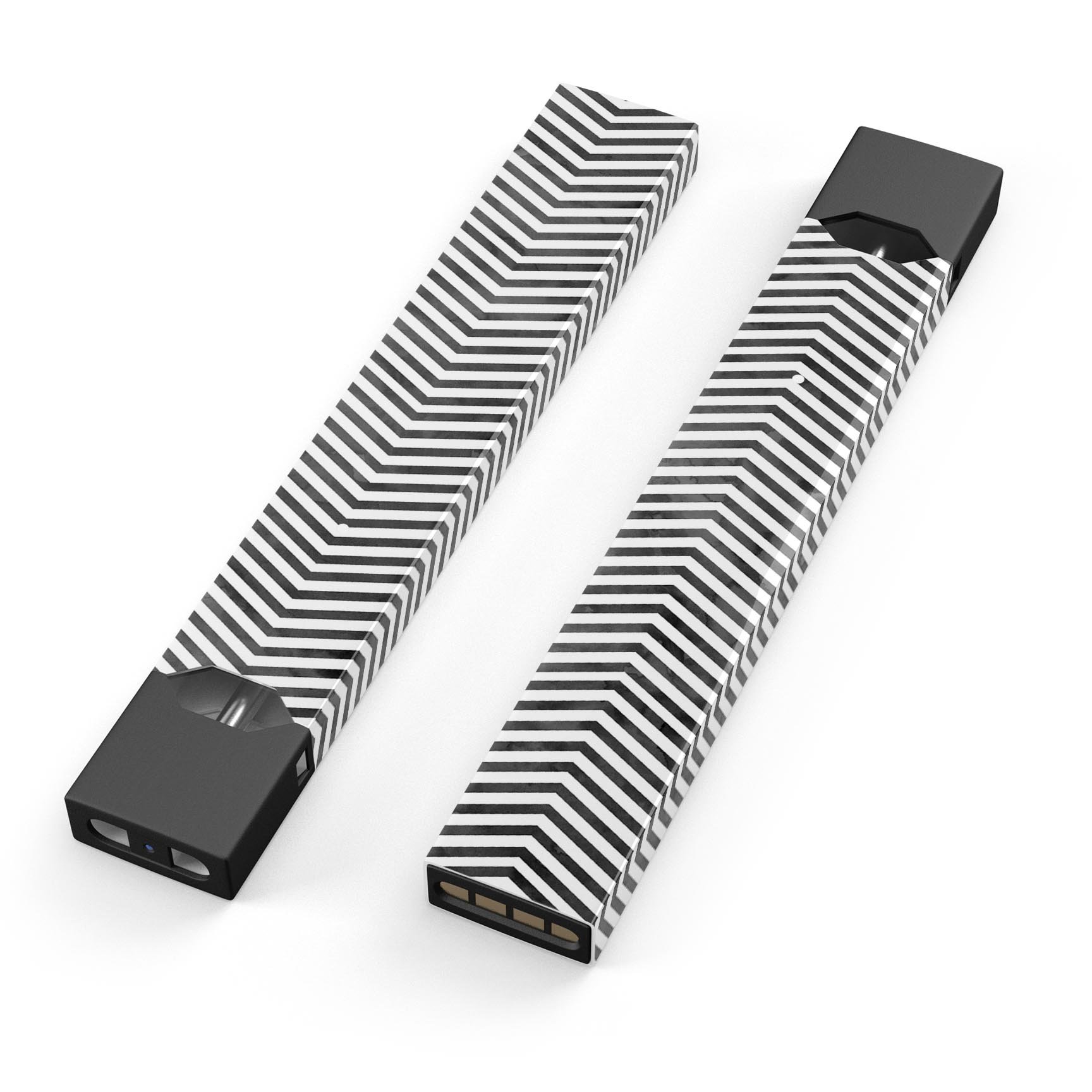 Black and Gray Watercolor Chevron skin-wrap for JUUL vaping device, showcasing its stylish design and protective features.