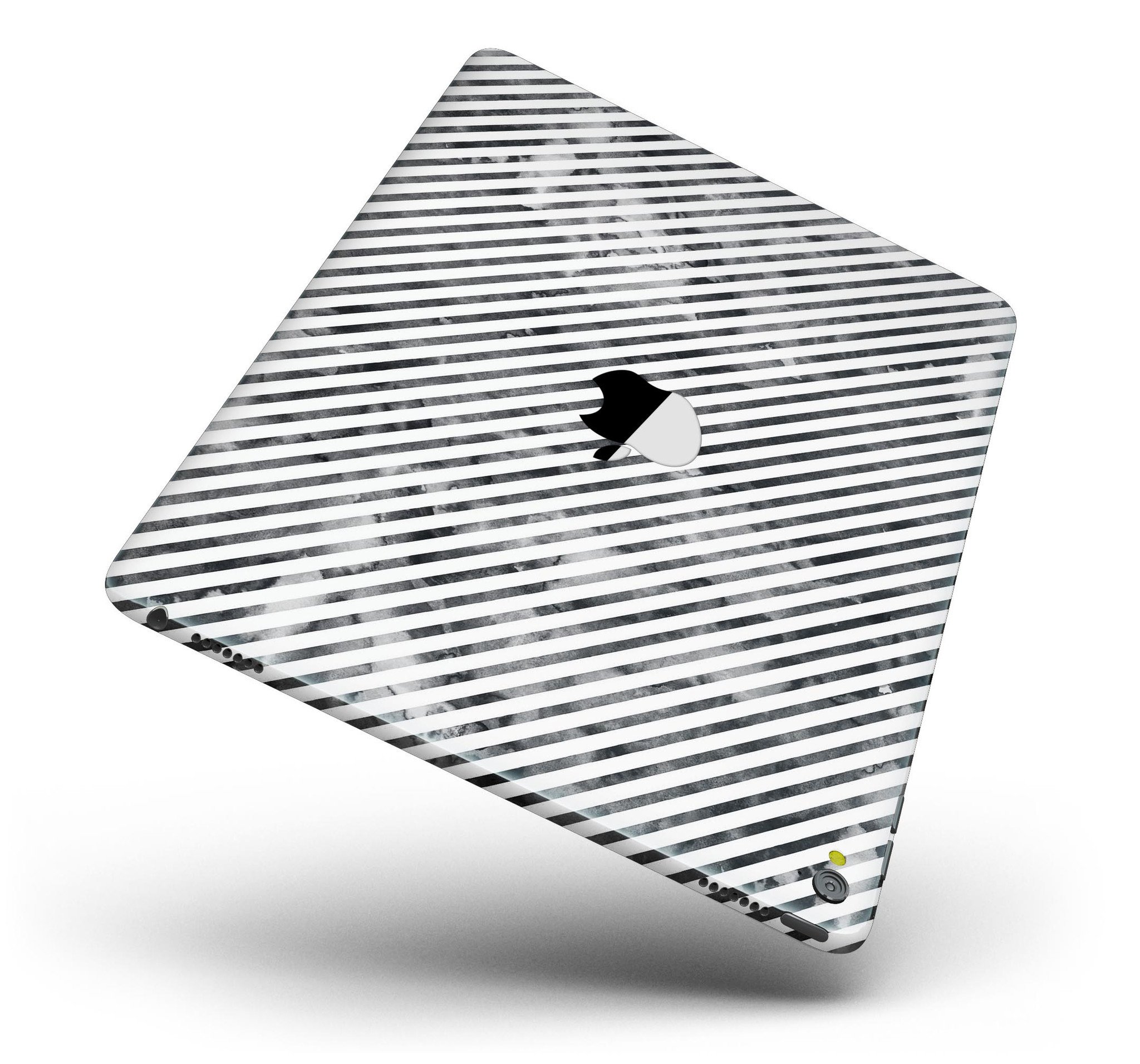 Black and gray watercolor stripes full body skin for iPad Pro, showcasing its stylish design and protective features.