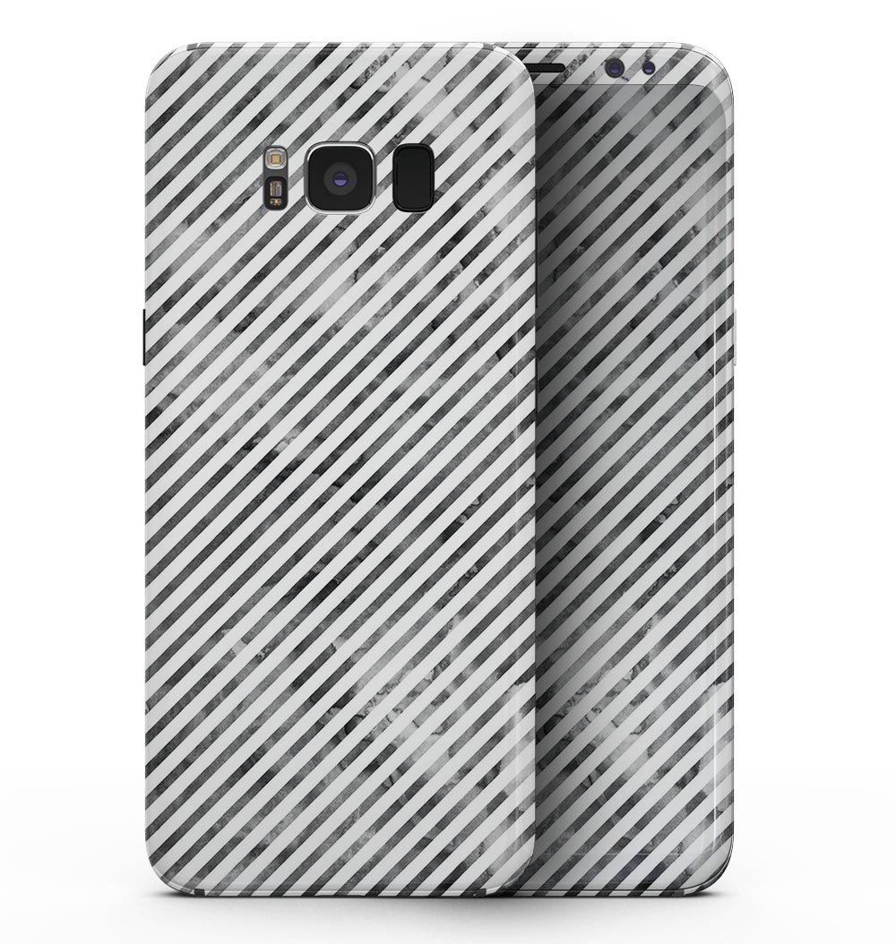 Samsung Galaxy S8 with Black and Gray Watercolor Stripes full-body skin, showcasing a stylish and protective design.