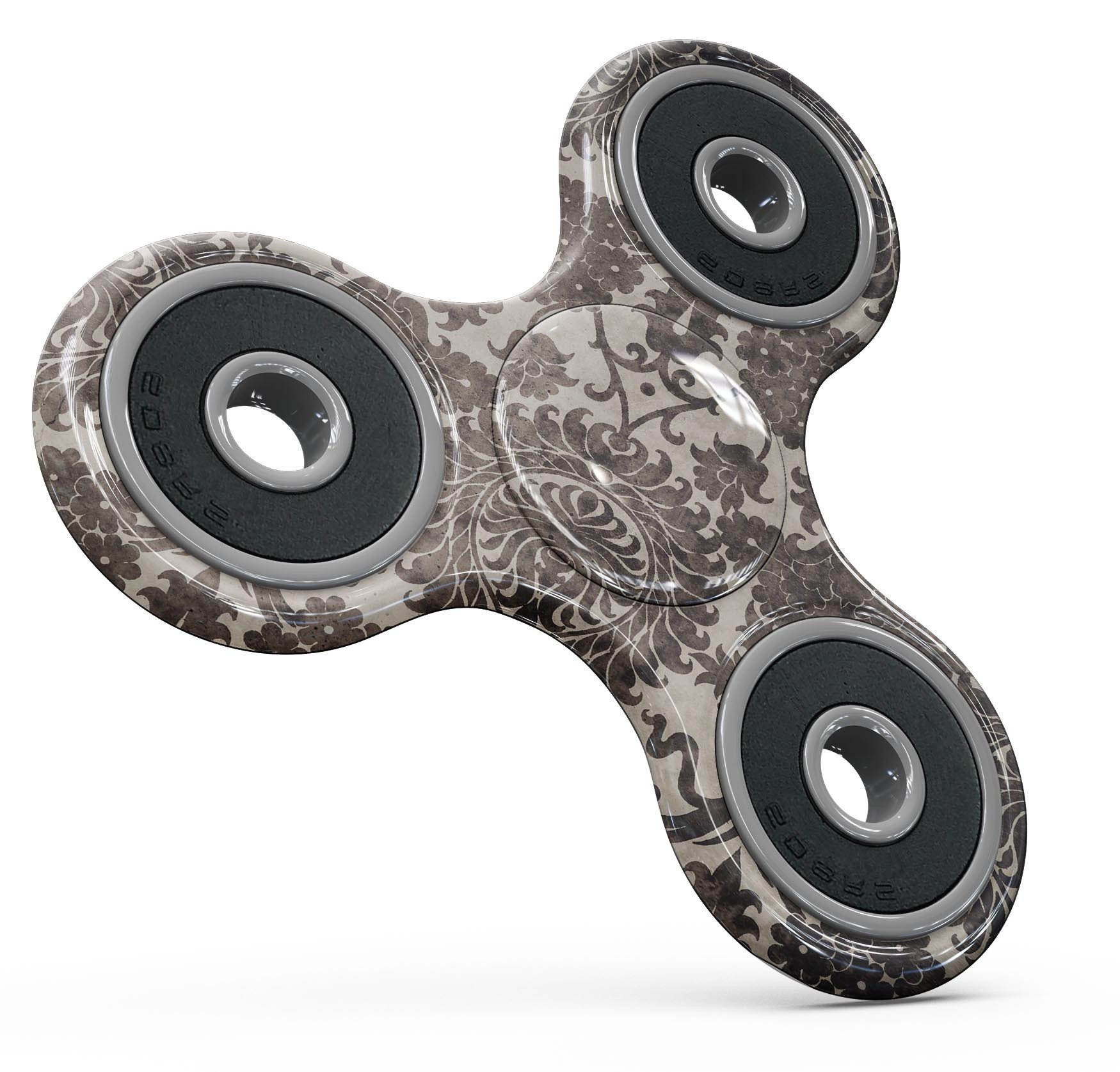 Black and Neutral Decadence Pattern Skin-Kit for fidget spinner, showcasing a stylish design with premium vinyl finish.