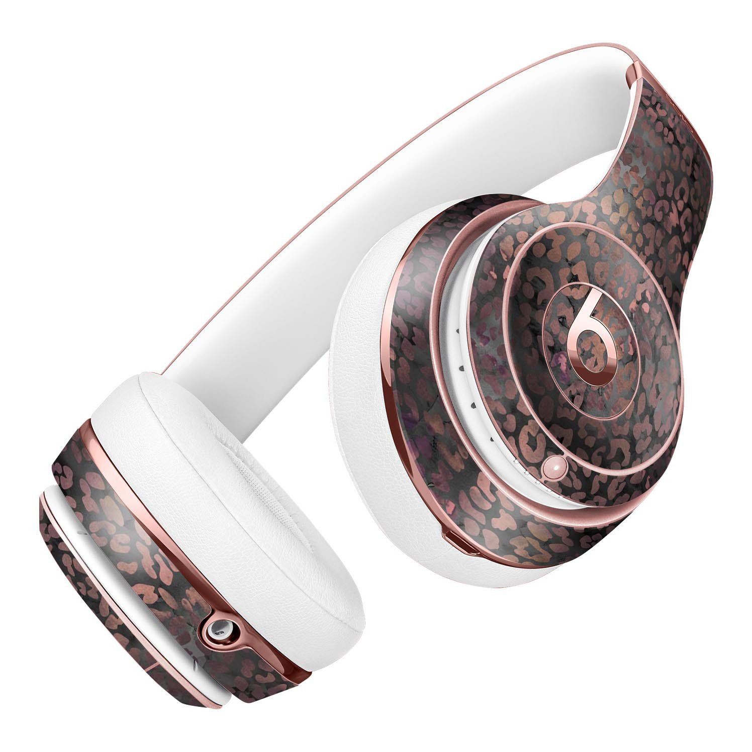 Black and purple watercolor leopard pattern skin kit for Beats by Dre Solo 3 Wireless Headphones, showcasing vibrant colors and stylish design.