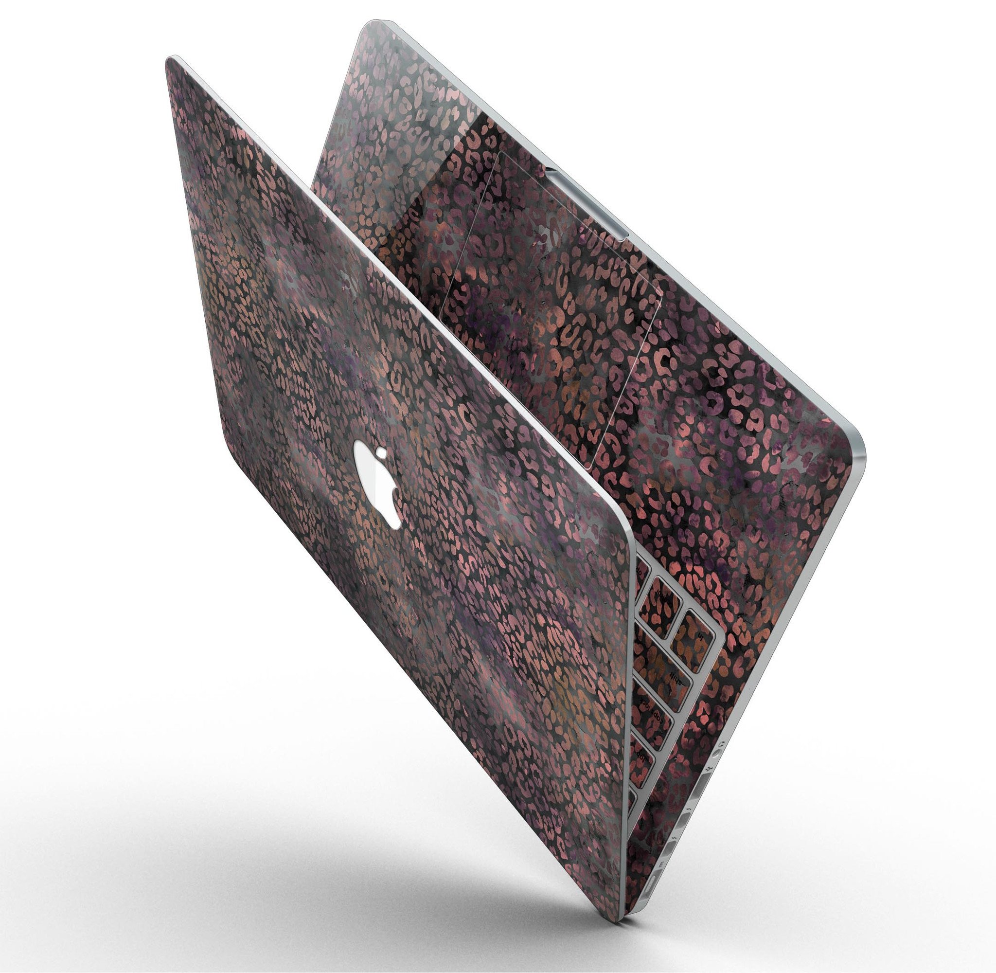 Black and purple watercolor leopard pattern skin for MacBook Pro with Retina Display, showcasing vibrant colors and stylish design.