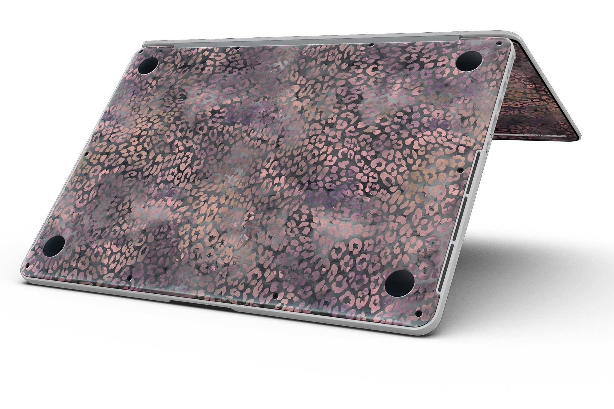 Black and purple watercolor leopard pattern skin for MacBook Pro with Retina Display, showcasing vibrant colors and stylish design.