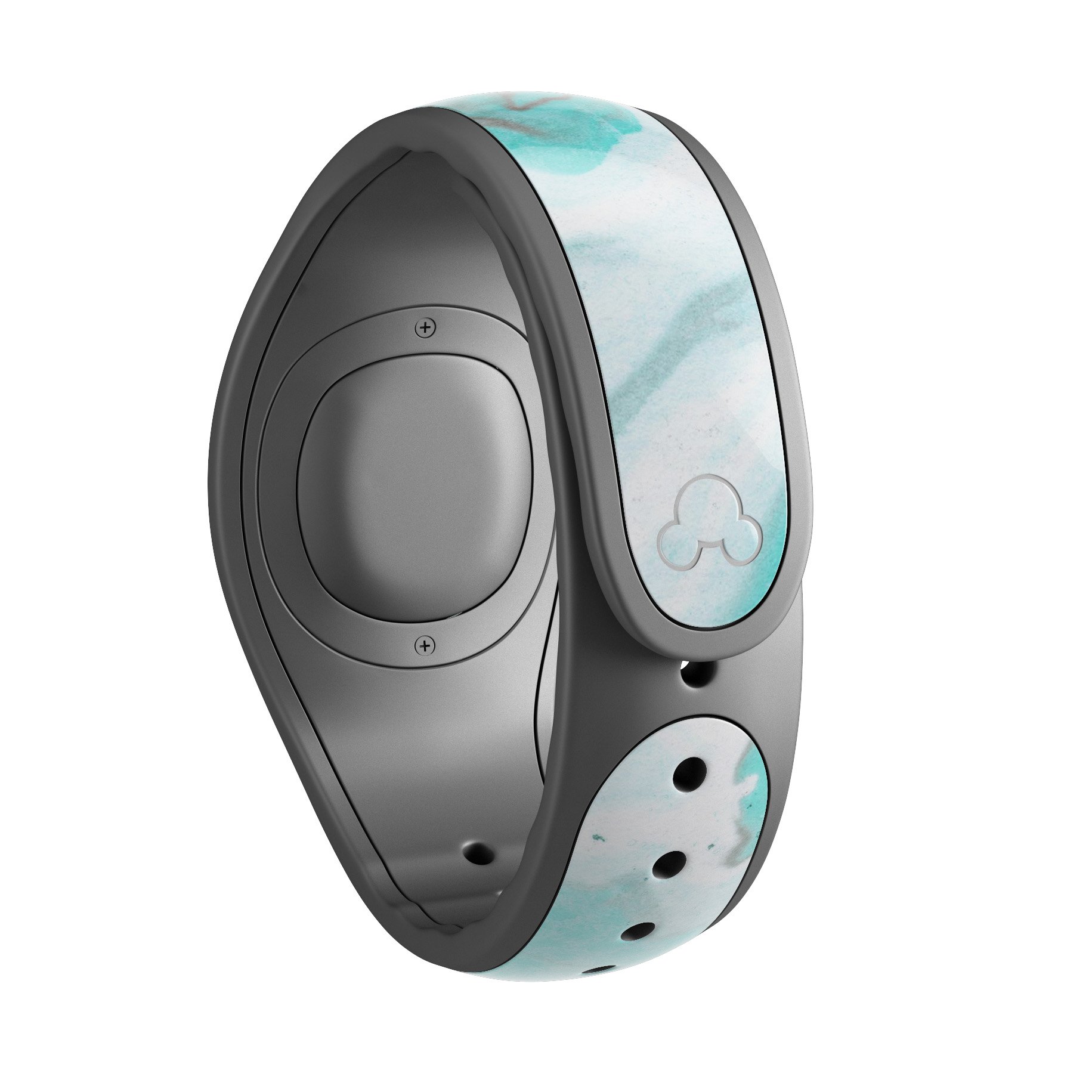 Black and teal textured marble decal skin wrap kit for Disney Magic Band, showcasing a stylish design and high-quality finish.