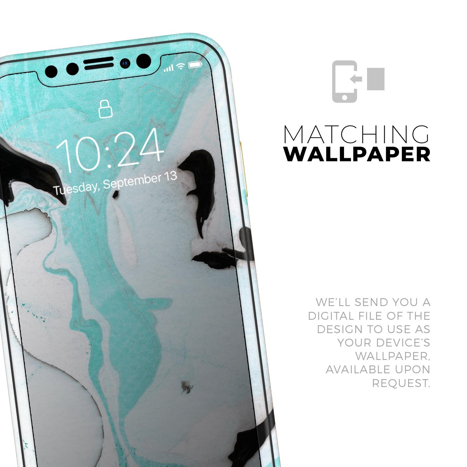 Black and Teal Textured Marble Skin-Kit for Apple iPhone, showcasing a stylish design with a premium finish.