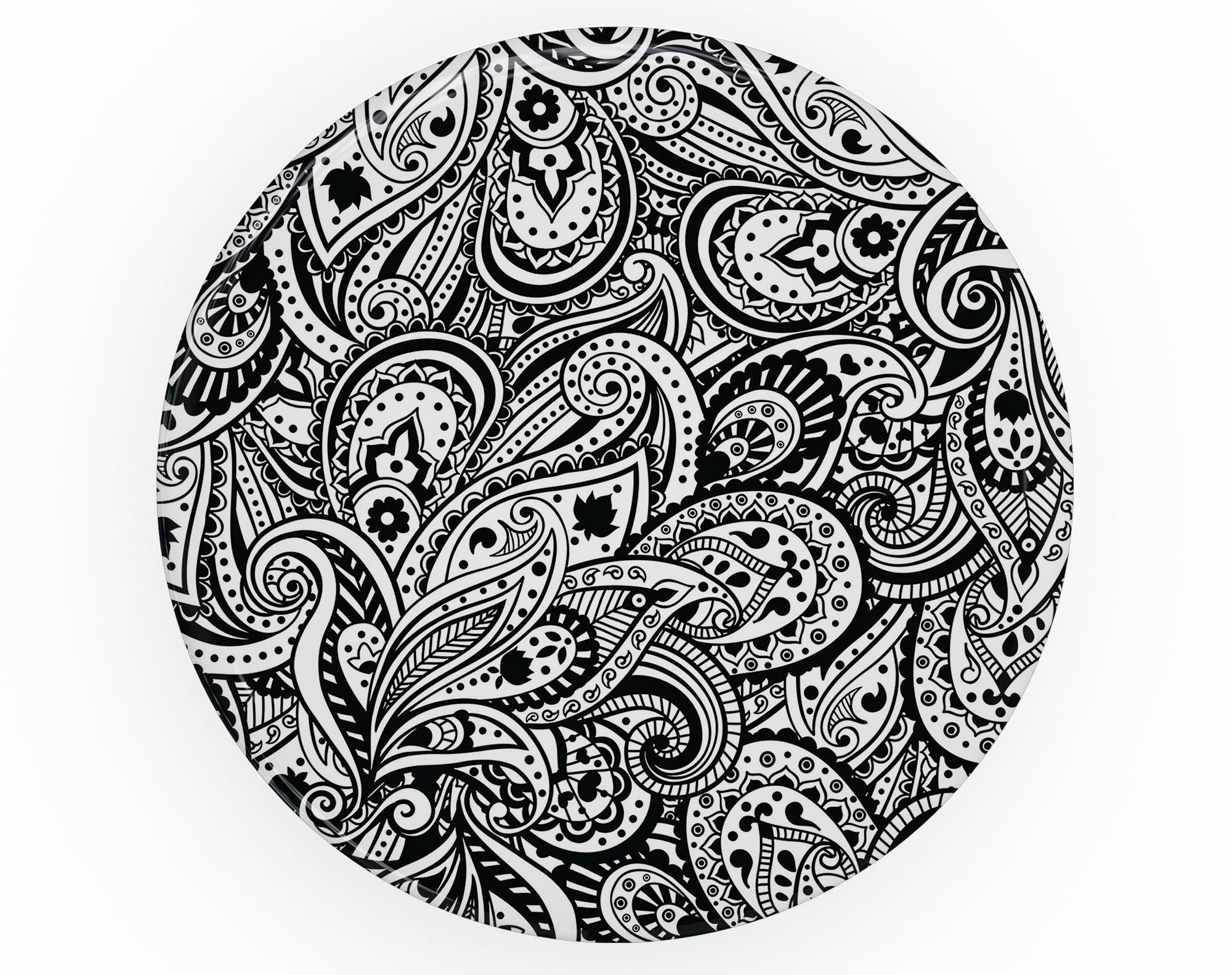 Black and White Aztec Paisley Skin Kit for PopSockets, showcasing intricate patterns and vibrant colors on a smartphone grip.