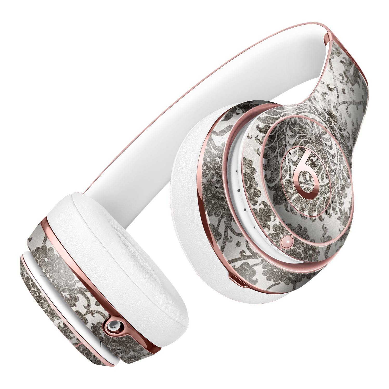 Black and white damask pattern skin for Beats by Dre Solo 3 Wireless Headphones, showcasing a stylish design that protects the device.