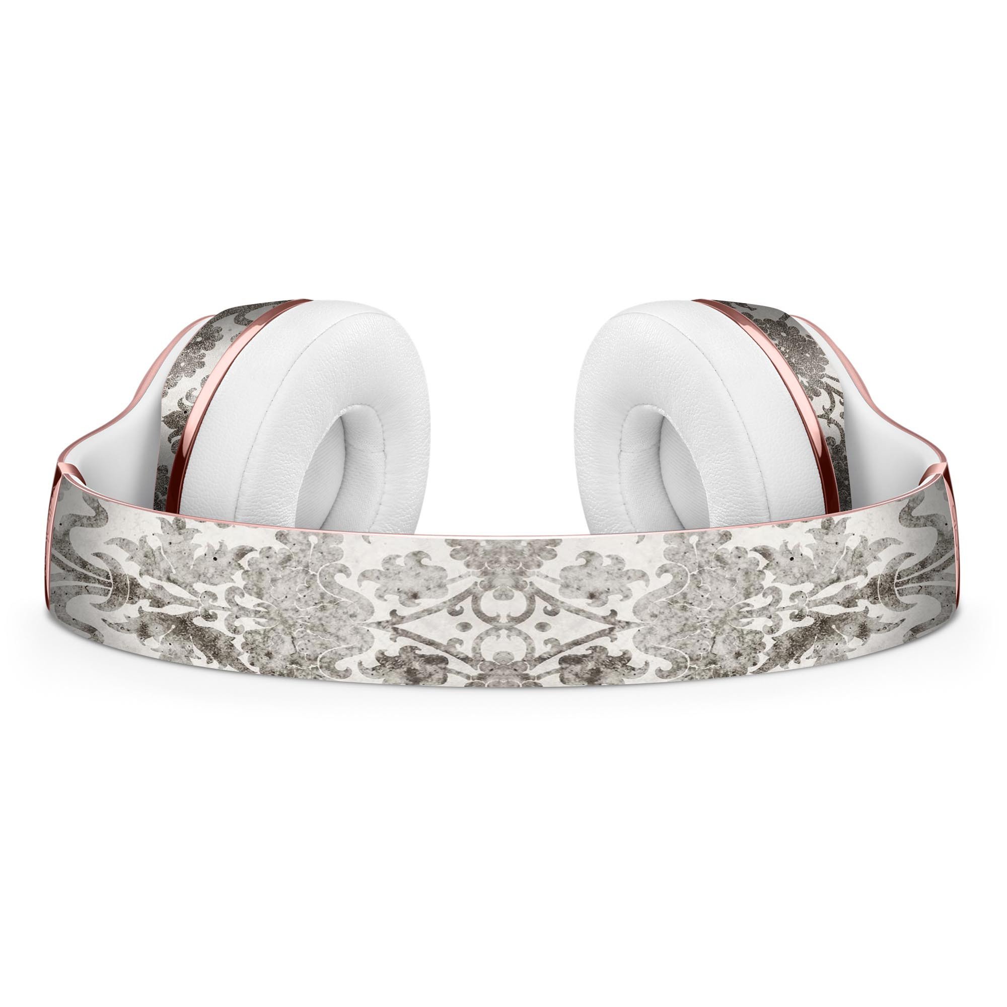 Black and white damask pattern skin for Beats by Dre Solo 3 Wireless Headphones, showcasing a stylish design that protects the device.