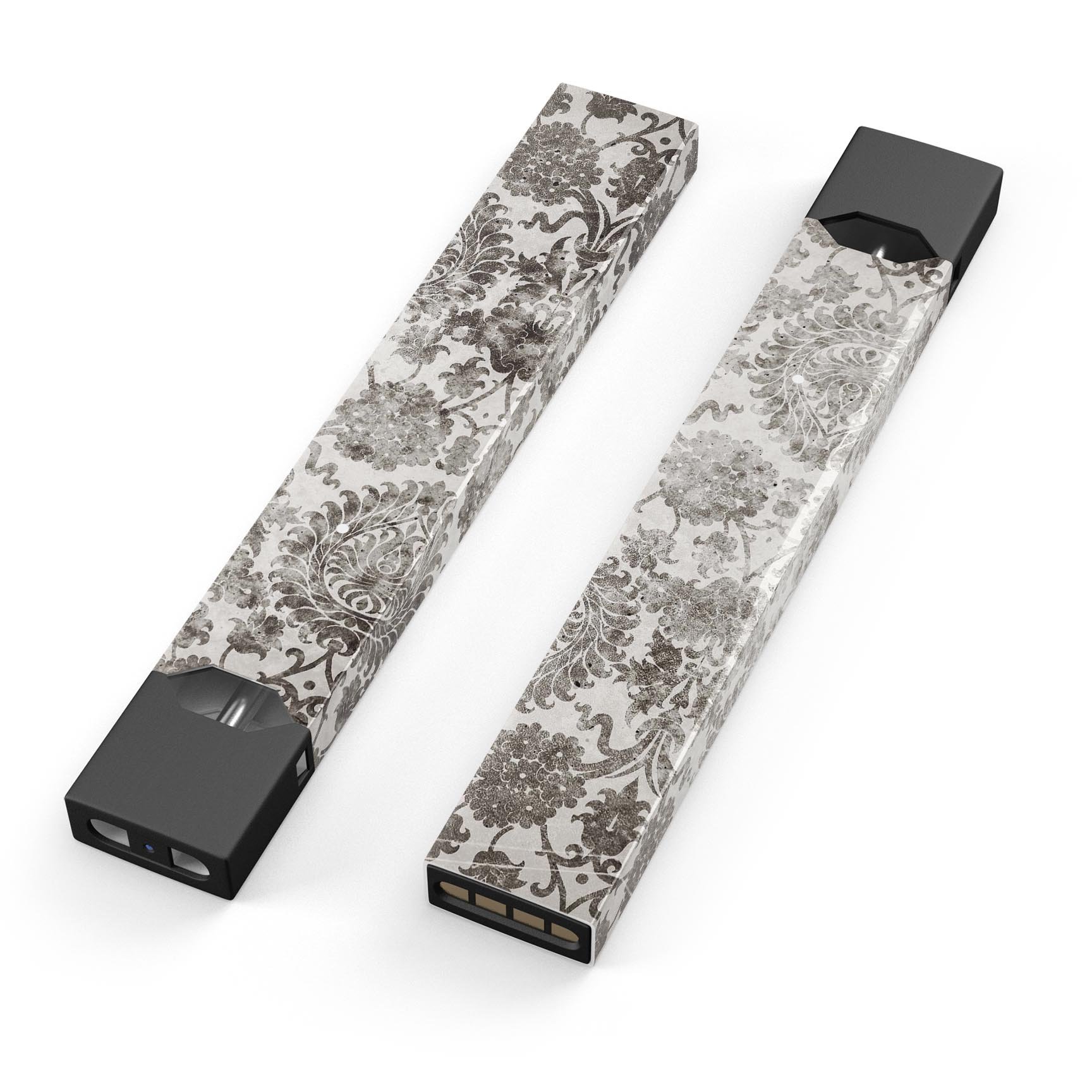 Black and White Cauliflower Damask Pattern decal for JUUL vaping device, showcasing intricate design and premium quality.