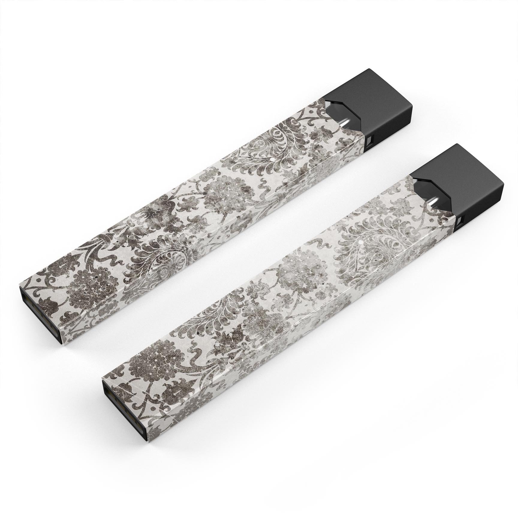 Black and White Cauliflower Damask Pattern decal for JUUL vaping device, showcasing intricate design and premium quality.