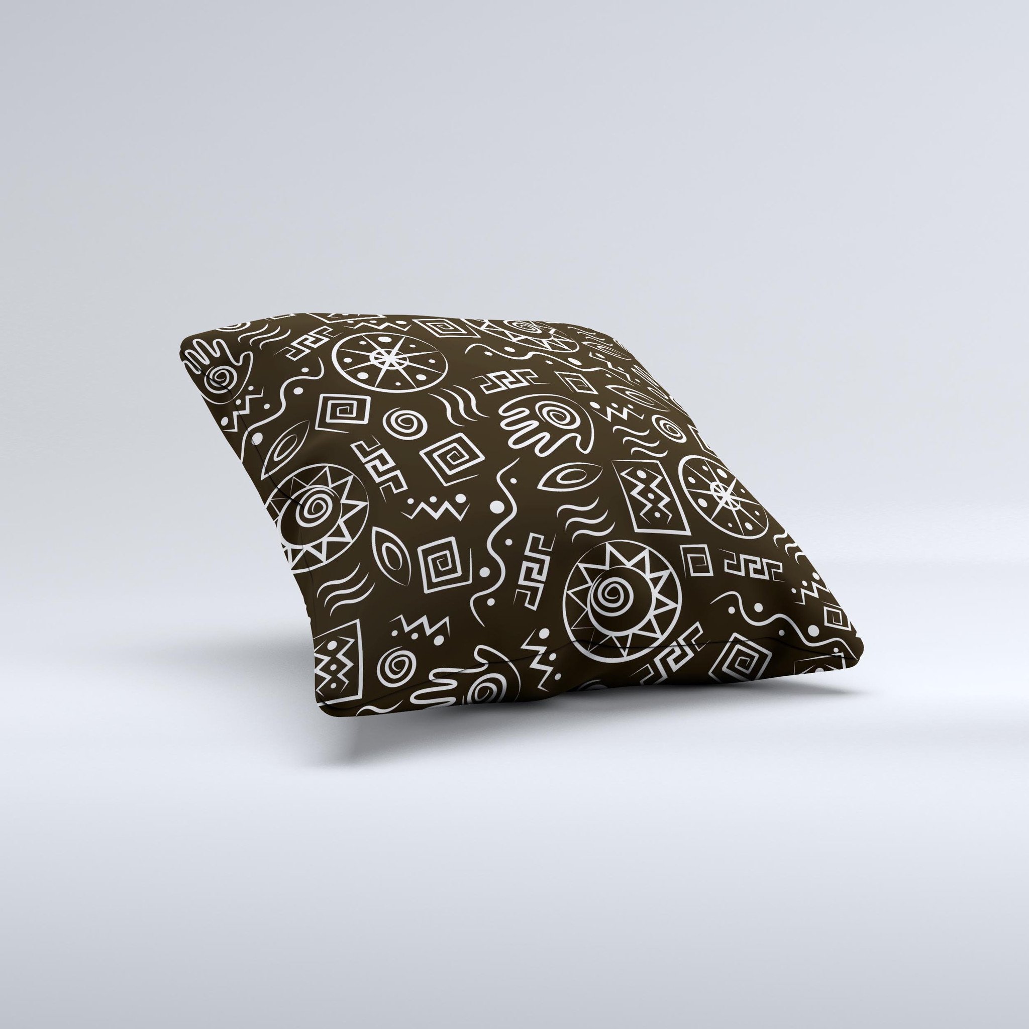 Black and White Decorative Throw Pillow featuring unique cave symbols design, handcrafted in Virginia with high thread count fabric.