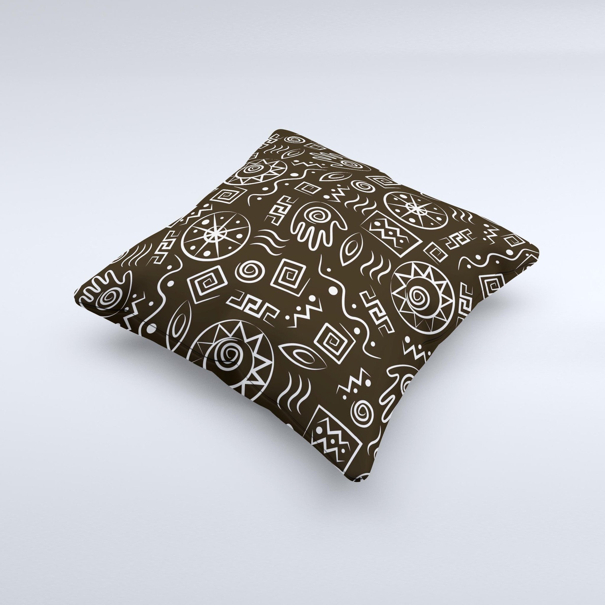 Black and White Decorative Throw Pillow featuring unique cave symbols design, handcrafted in Virginia with high thread count fabric.