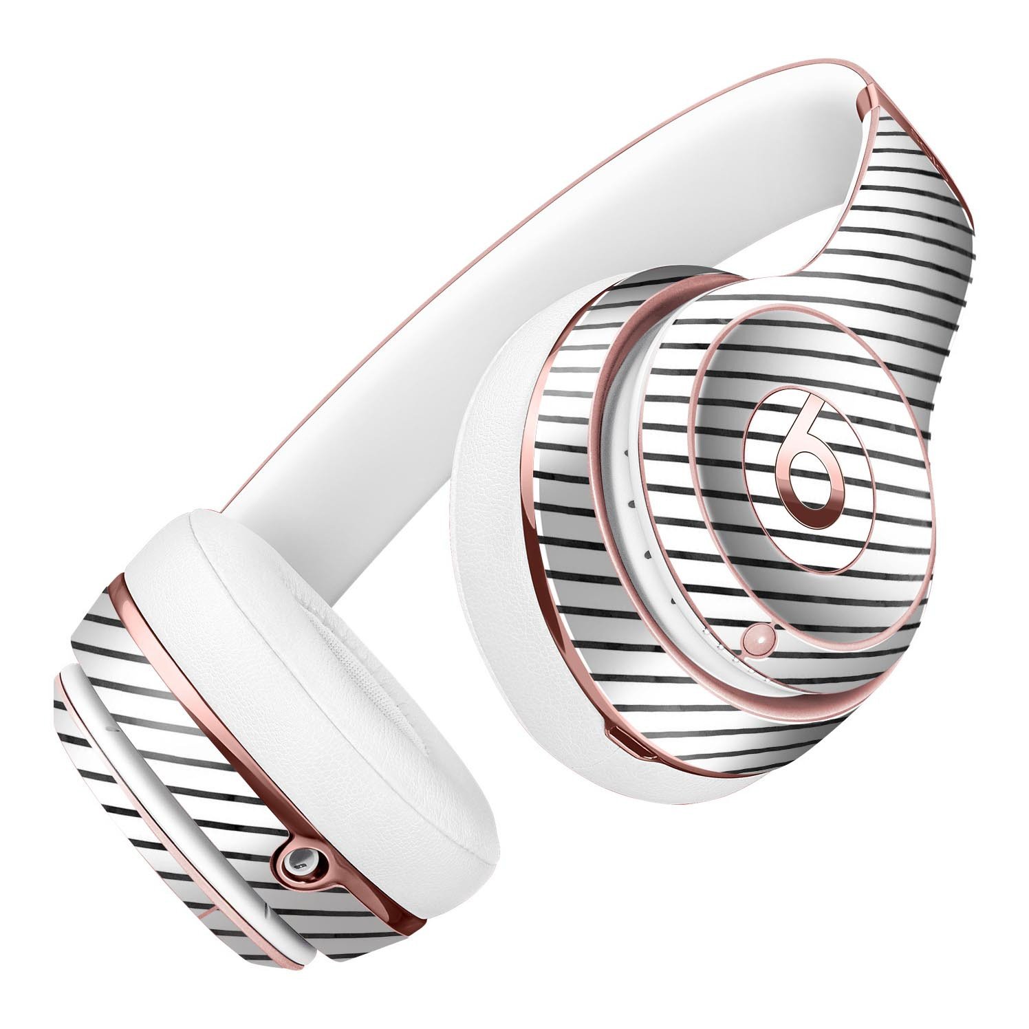 Black and white diagonal stripes skin kit for Beats by Dre Solo 3 Wireless Headphones, showcasing stylish design and premium vinyl material.