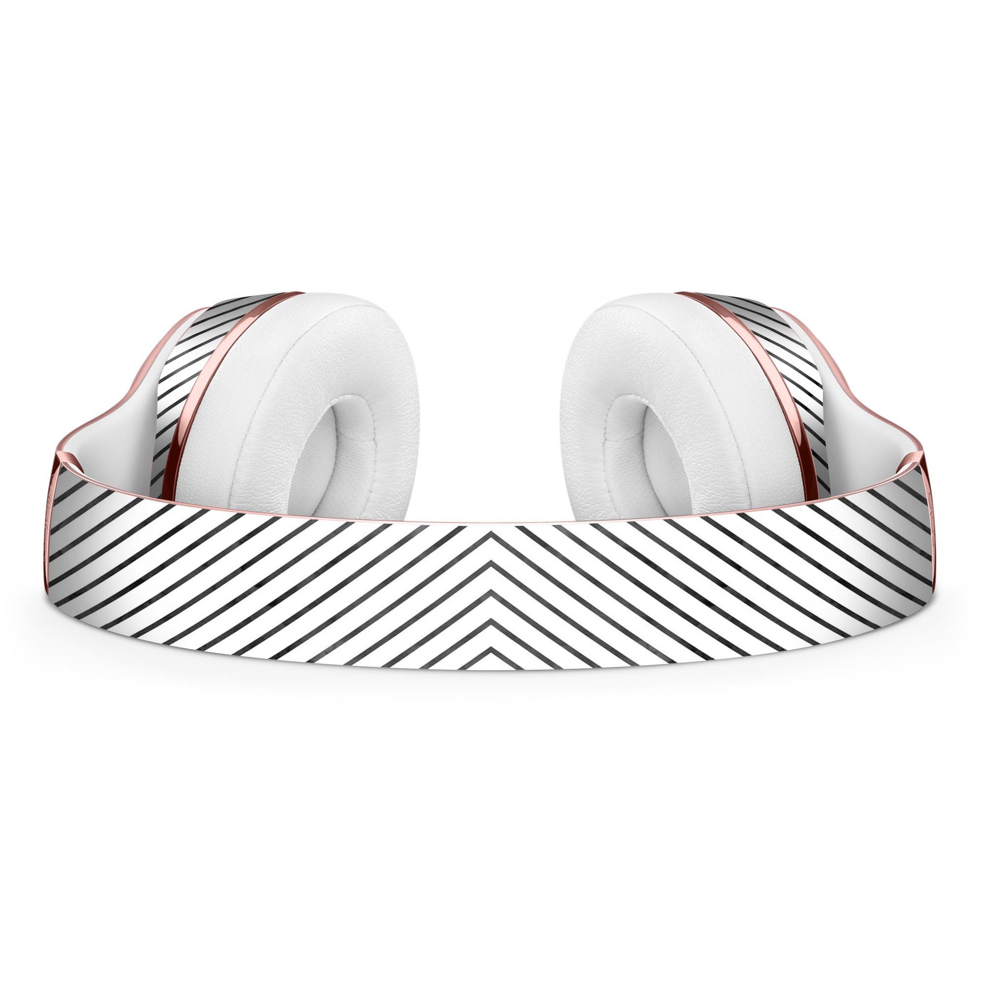 Black and white diagonal stripes skin kit for Beats by Dre Solo 3 Wireless Headphones, showcasing stylish design and premium vinyl material.