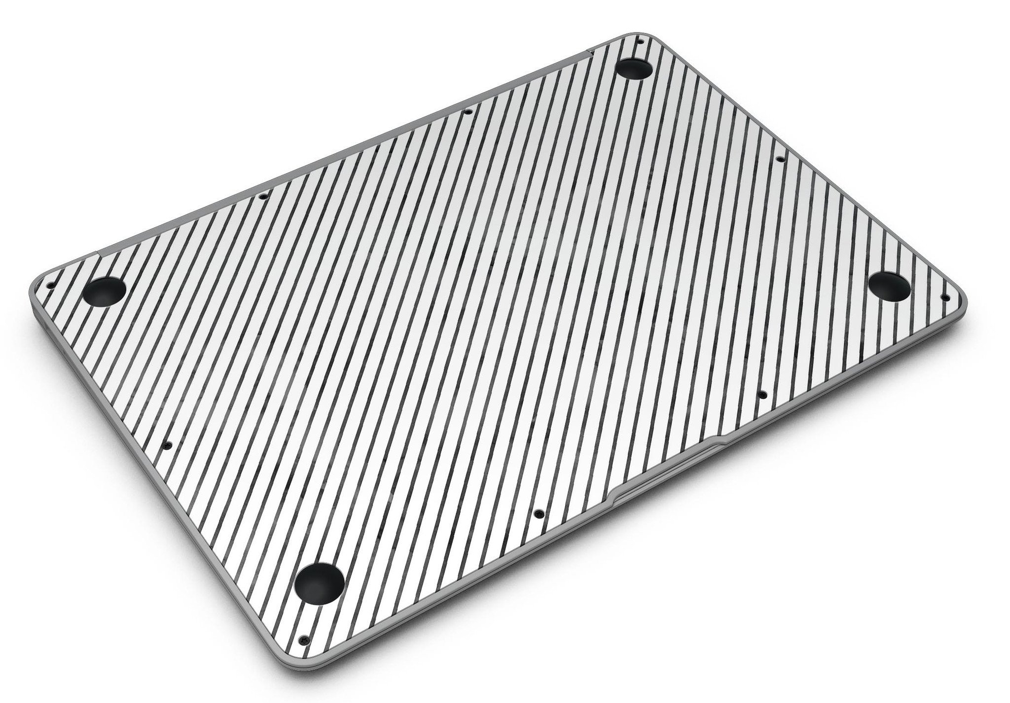 Black and white diagonal stripes skin kit for MacBook Air, showcasing a stylish design that protects the device from scratches.